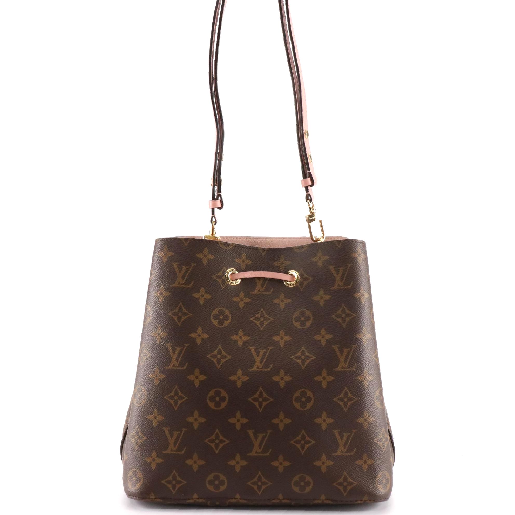 Louis Vuitton NéoNoé MM Bag in Monogram Canvas and Pink Leather Trim