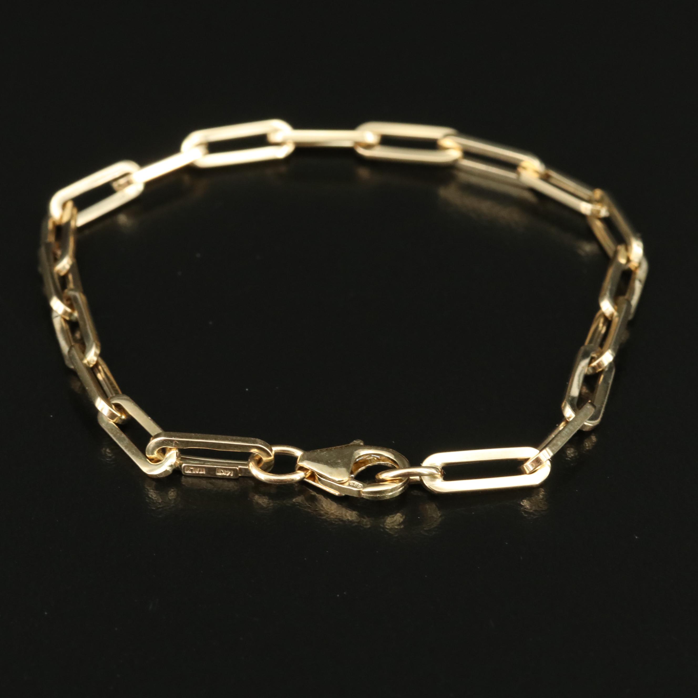 14K Paper Clip Chain Bracelet