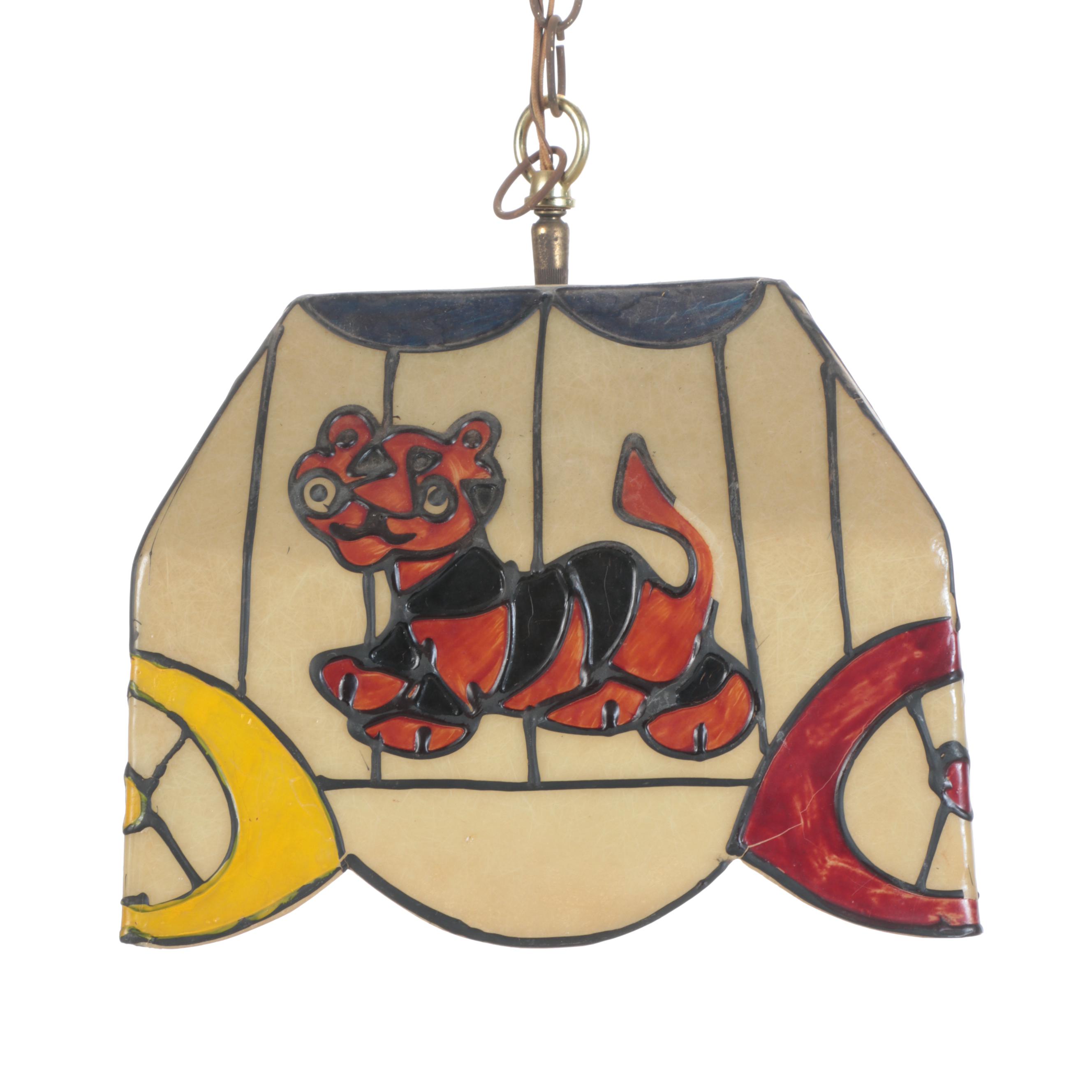 Del Val Lion and Tiger Circus Train Fiberglass Pendant Light, Mid-20th Century