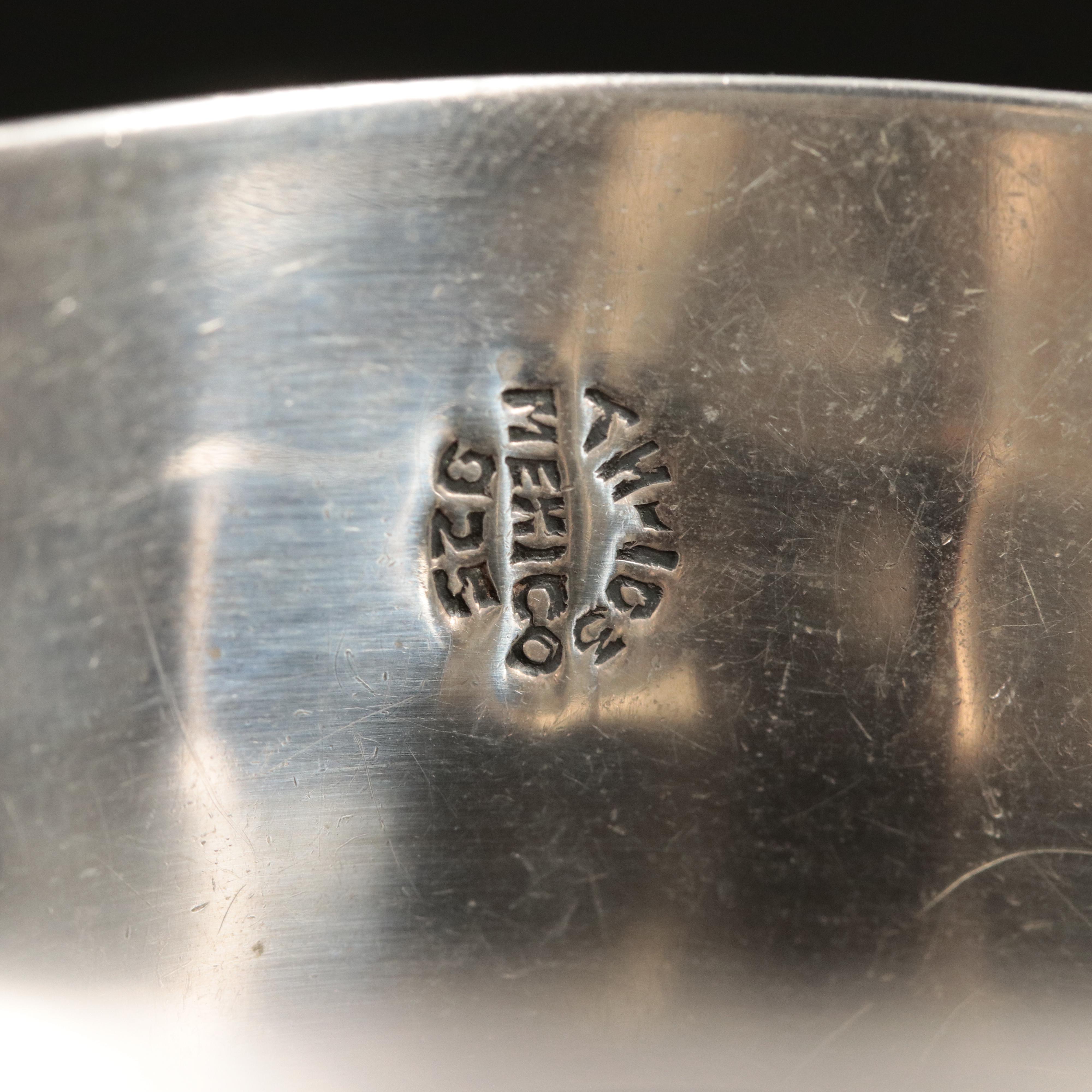 Mexican Modernist Sterling Wide Bead Clamper