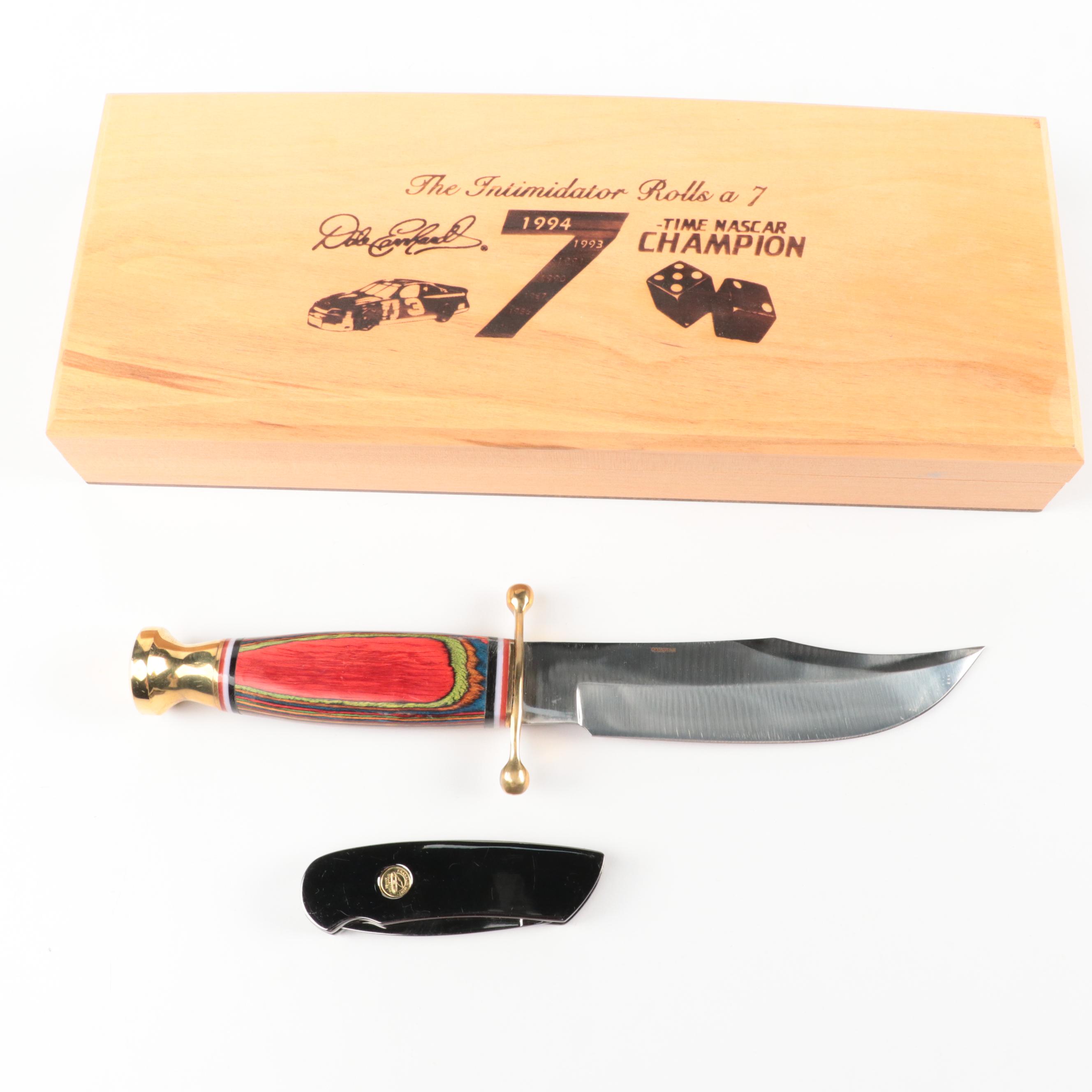 Chipaway Cutlery Fixed Blade and Franklin Mint Folding Dale Earnhardt Knives