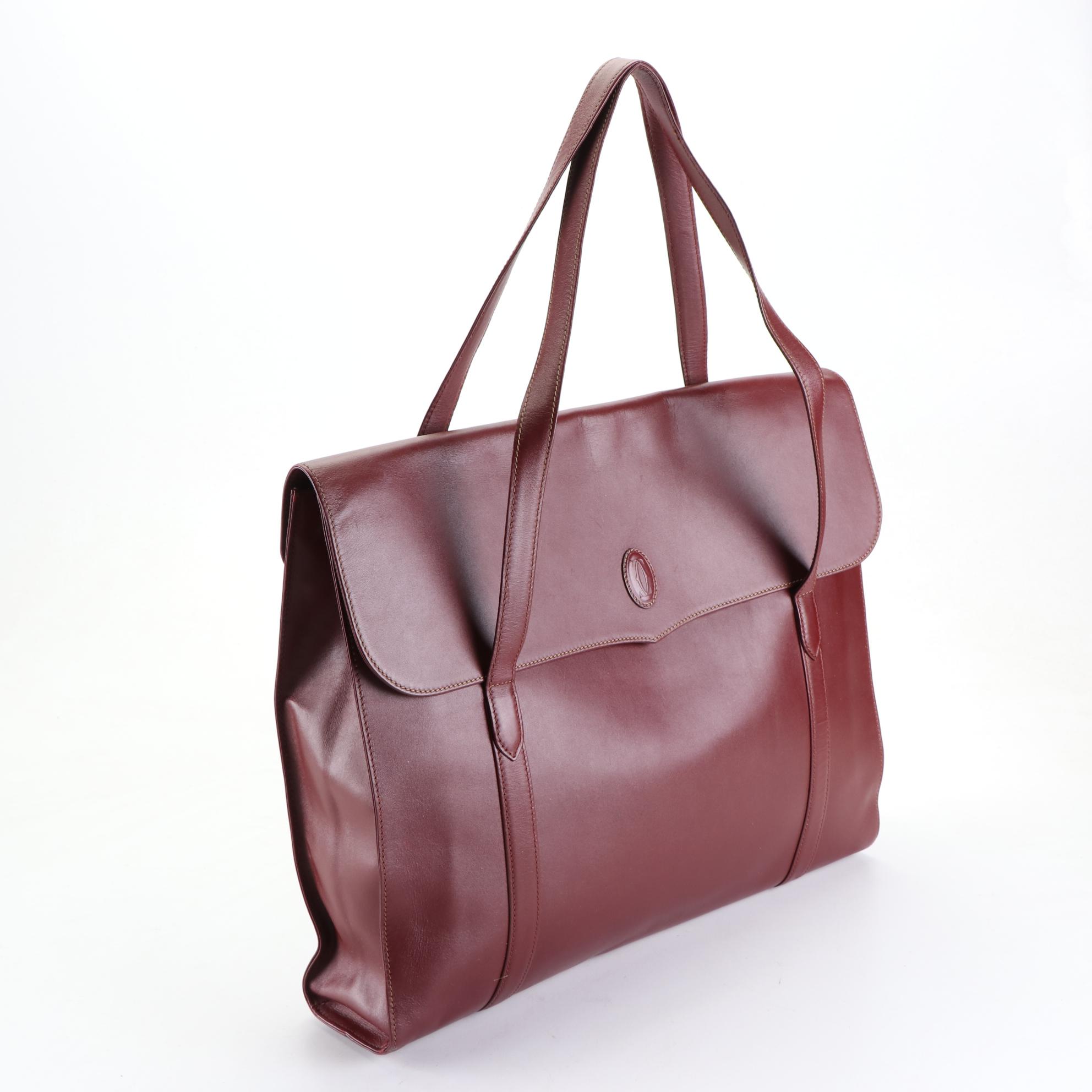 Cartier Must de Cartier Briefcase Bag in Burgundy Leather