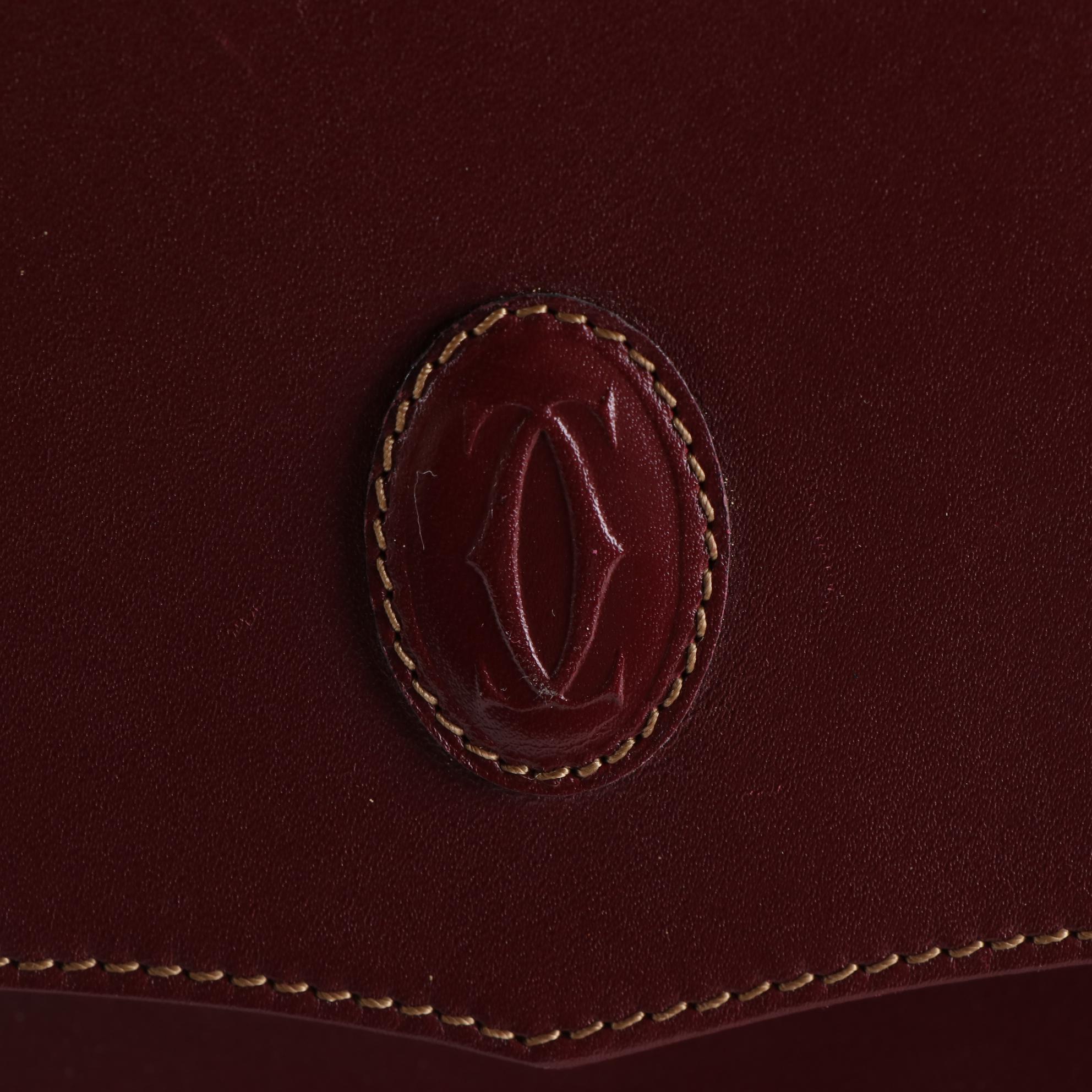 Cartier Must de Cartier Briefcase Bag in Burgundy Leather