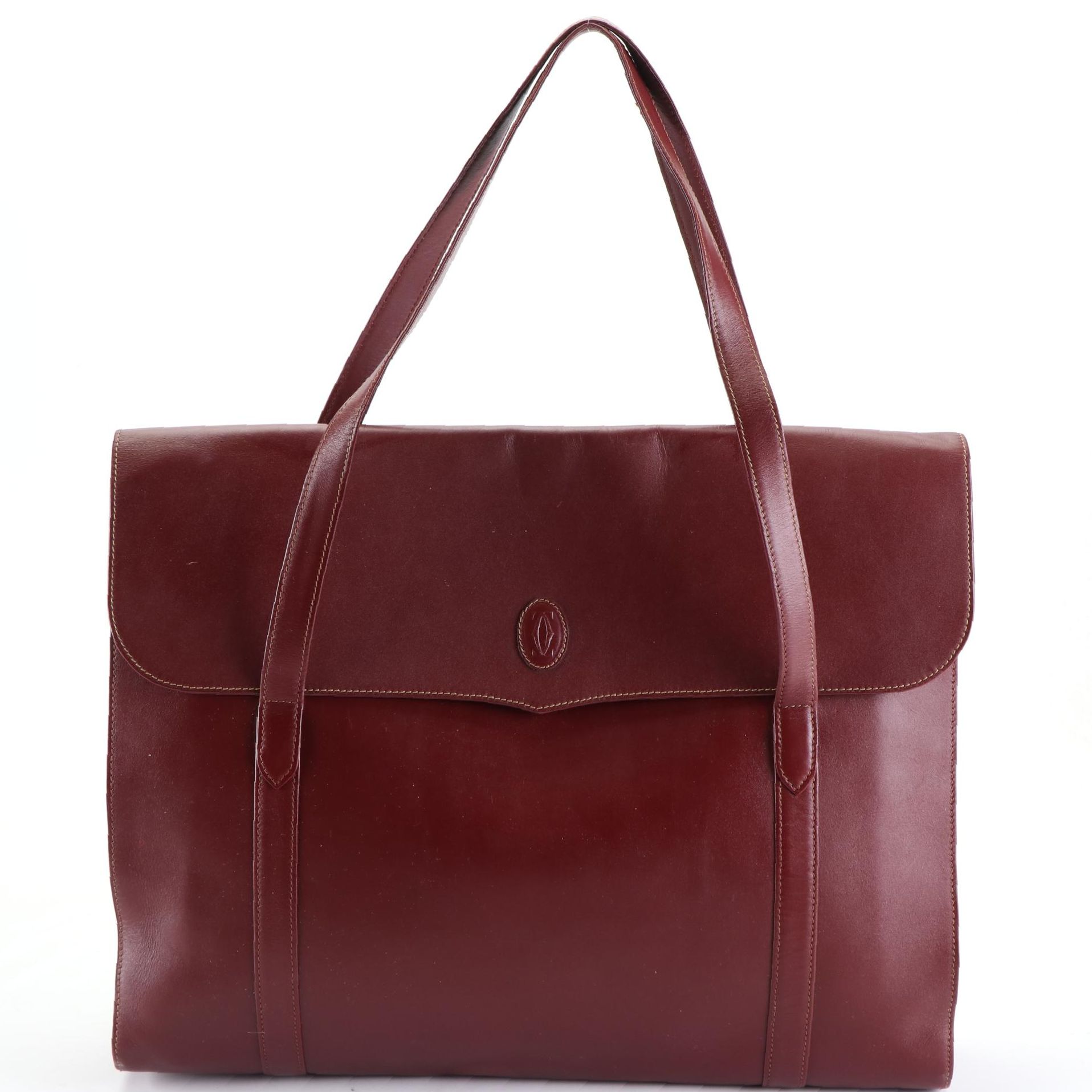 Cartier Must de Cartier Briefcase Bag in Burgundy Leather