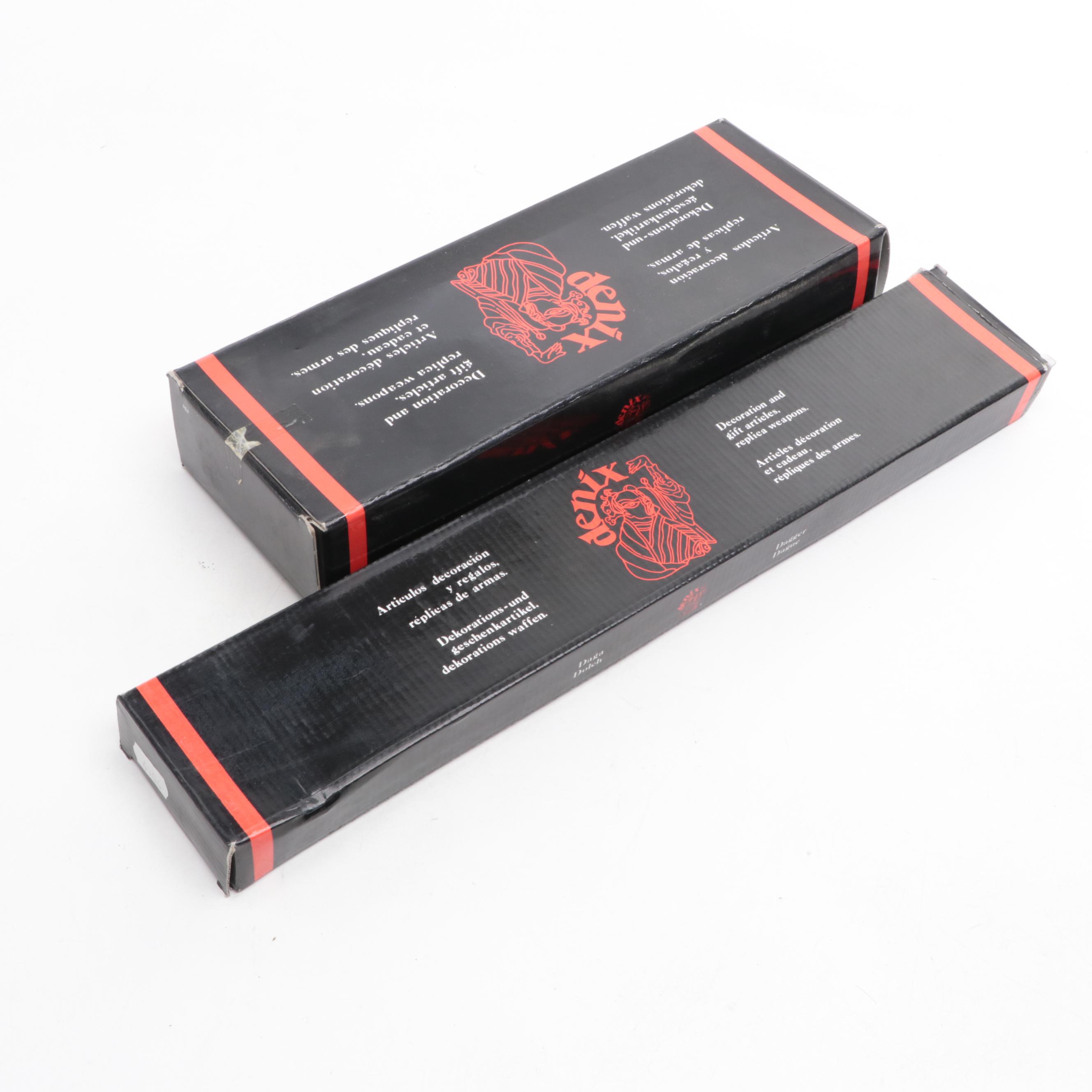 Denix Decorative Replica 1680 Italian Triple Barrel Pistol and Dagger