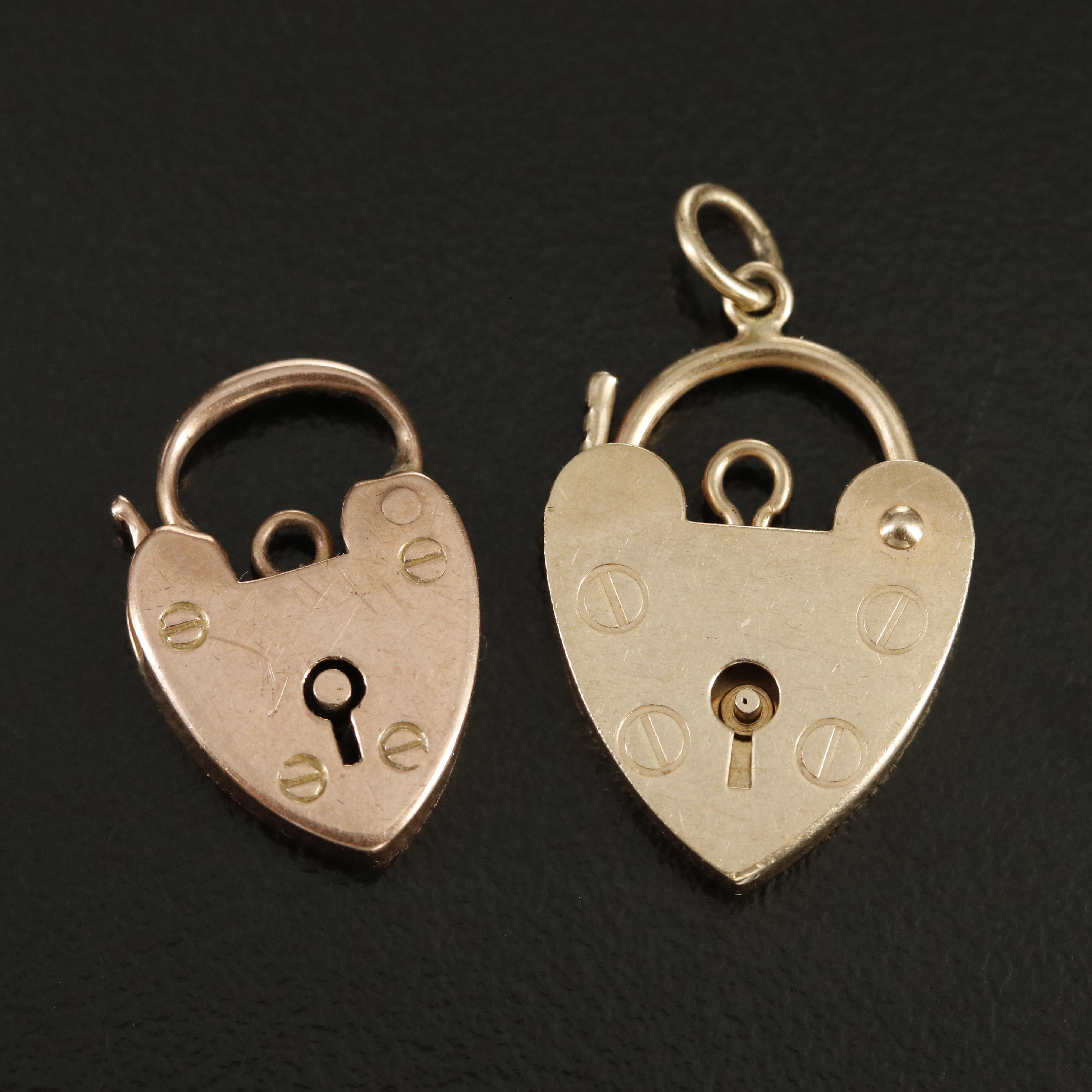 9K Heart Padlock Pendants Including Rose Gold