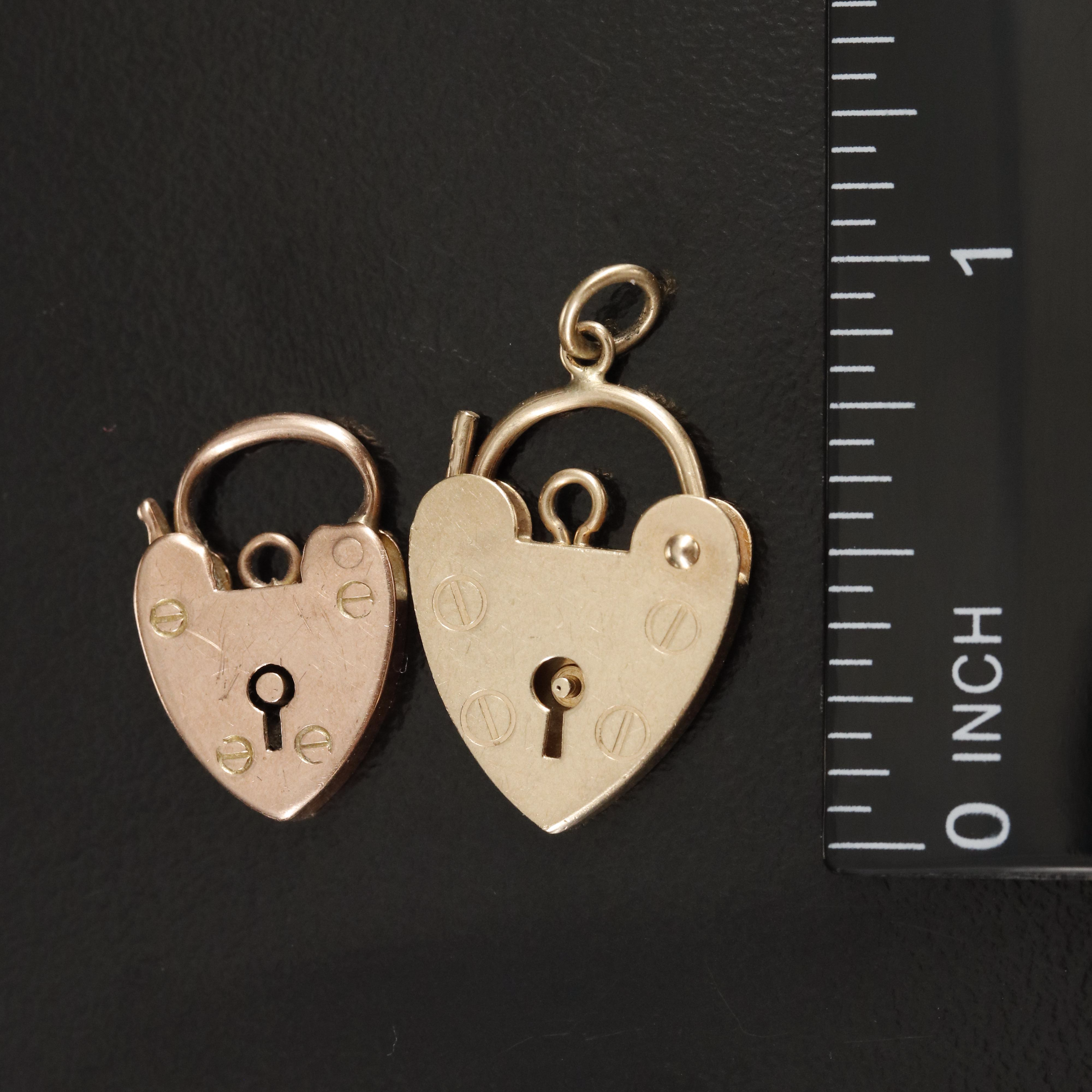 9K Heart Padlock Pendants Including Rose Gold