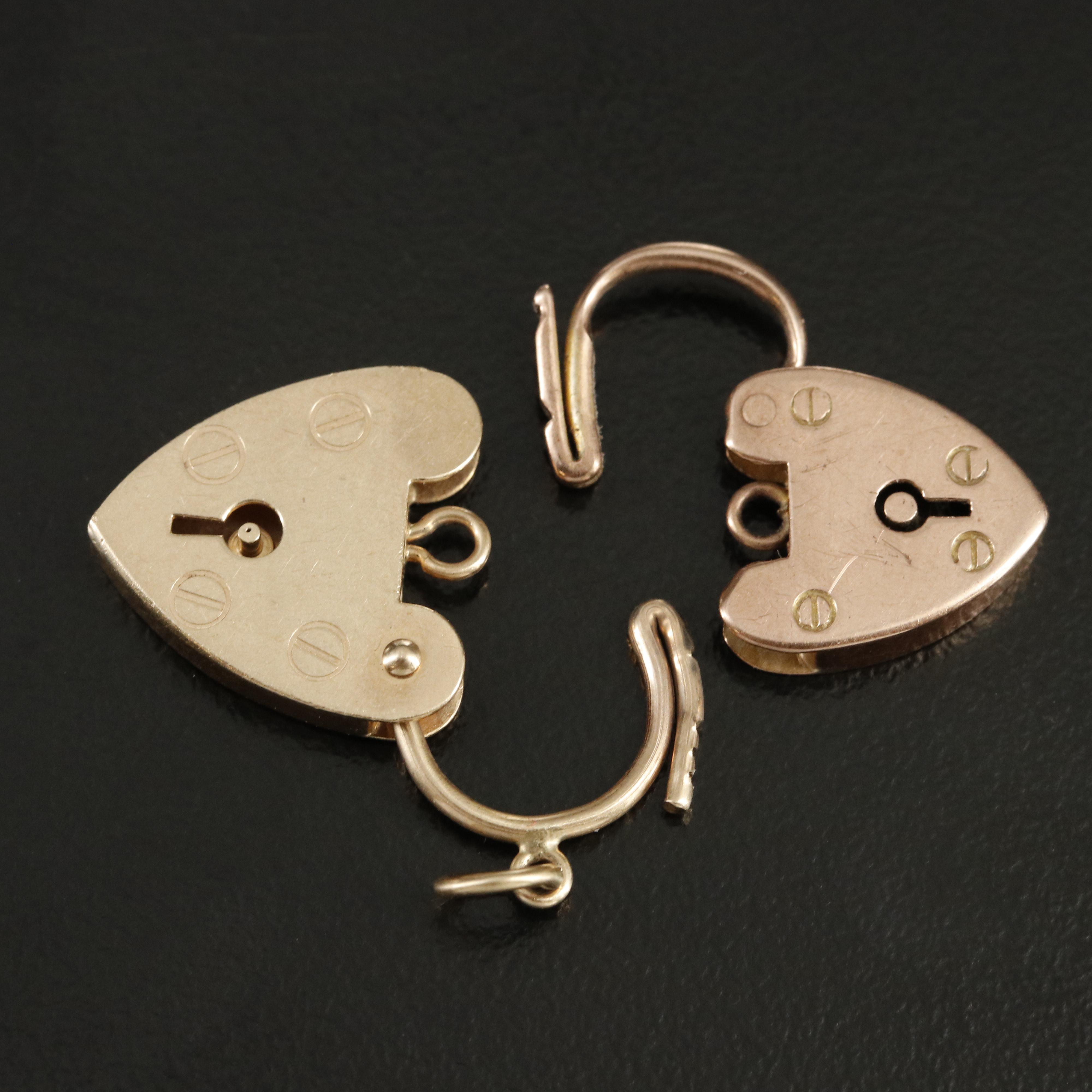 9K Heart Padlock Pendants Including Rose Gold
