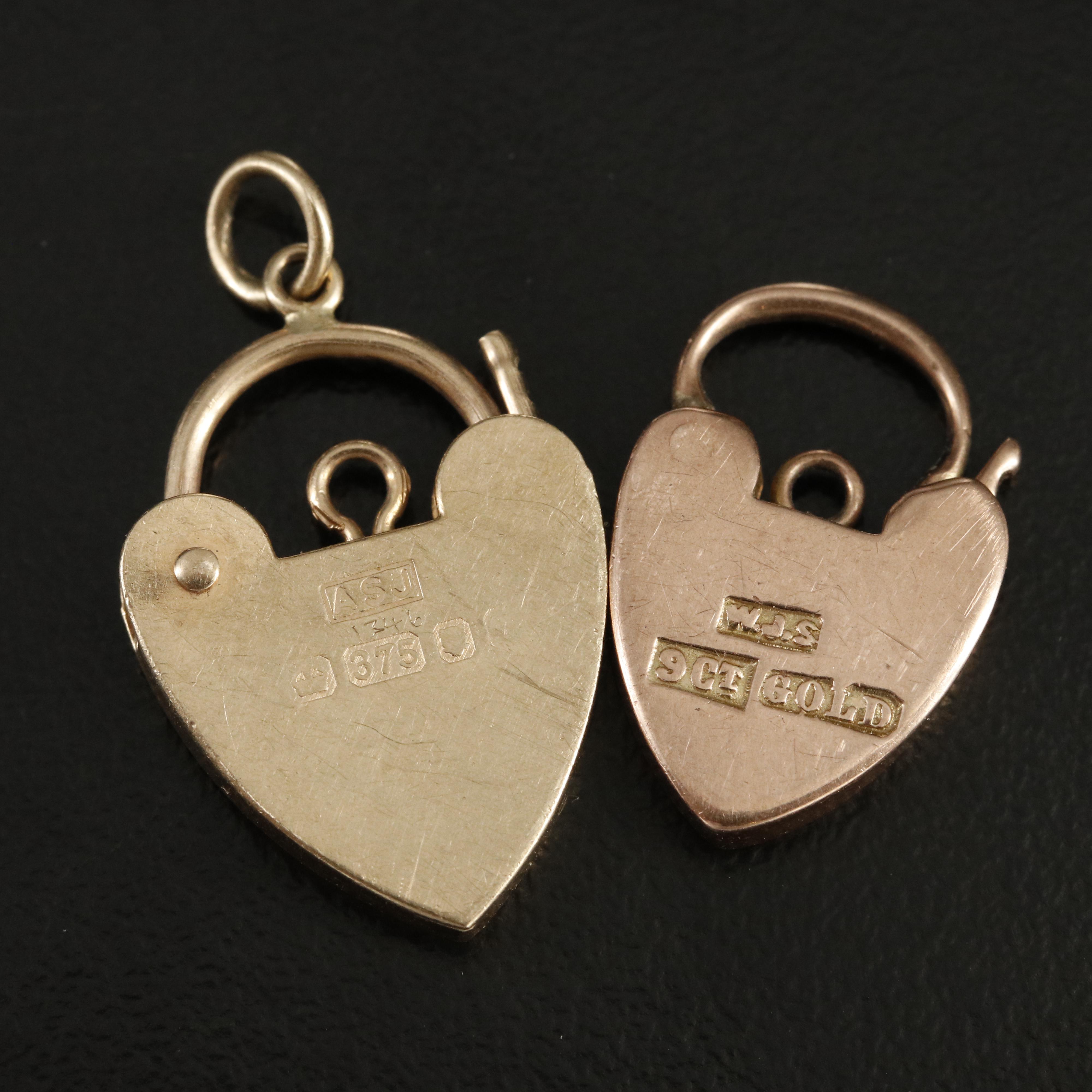 9K Heart Padlock Pendants Including Rose Gold