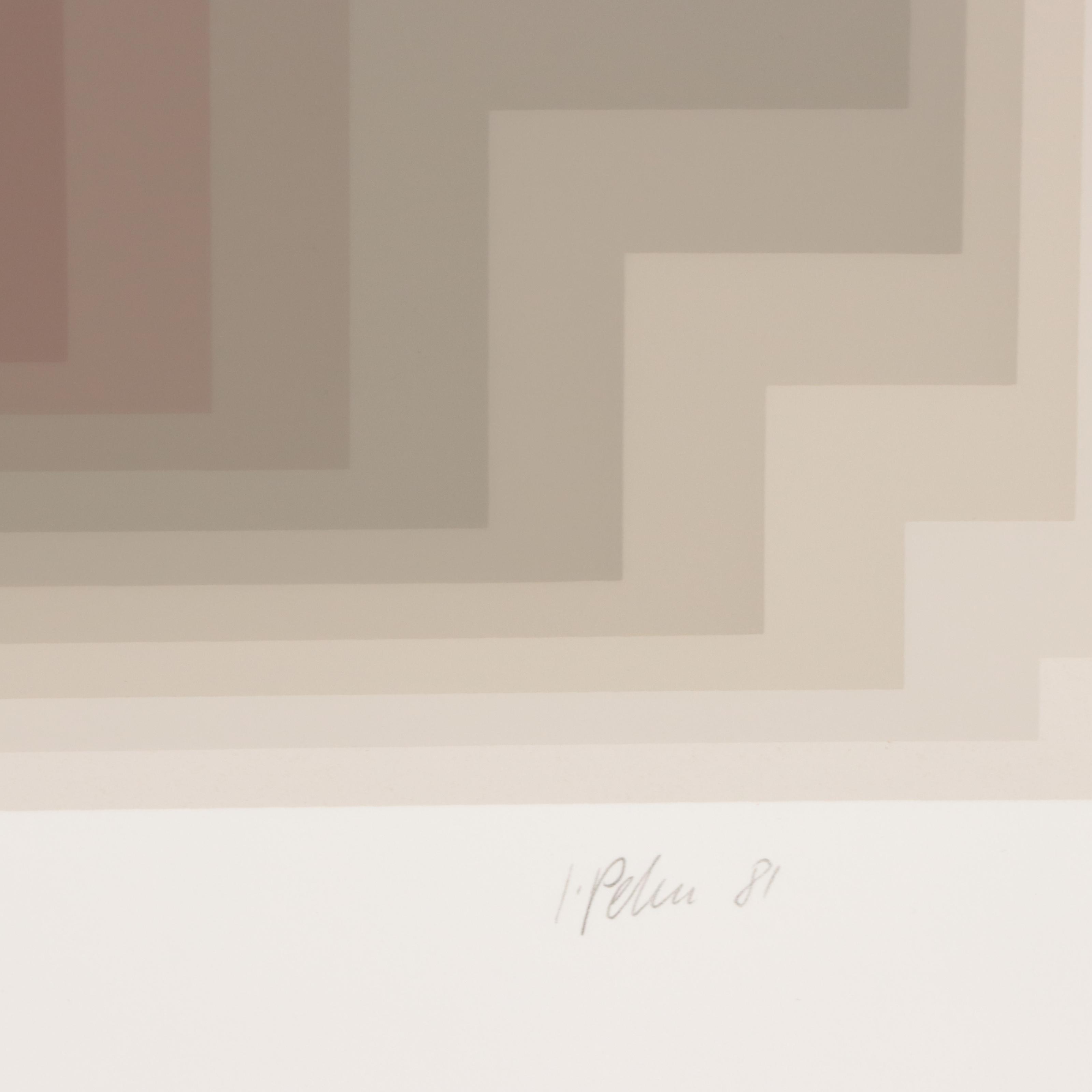 Jurgen Peters Op Art Serigraph "Contraction," 1981