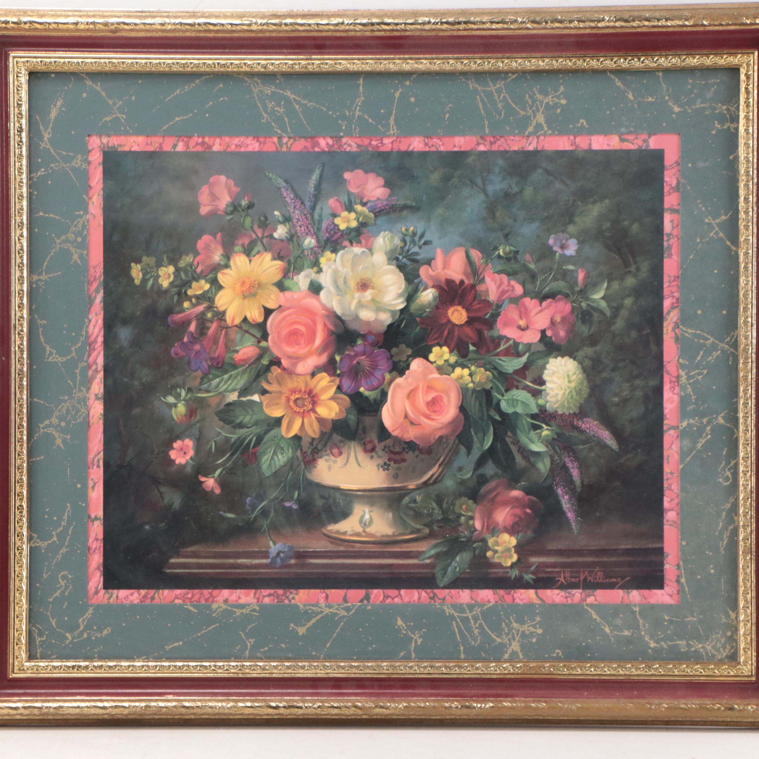 Albert Williams Offset Lithograph of Floral Still Life