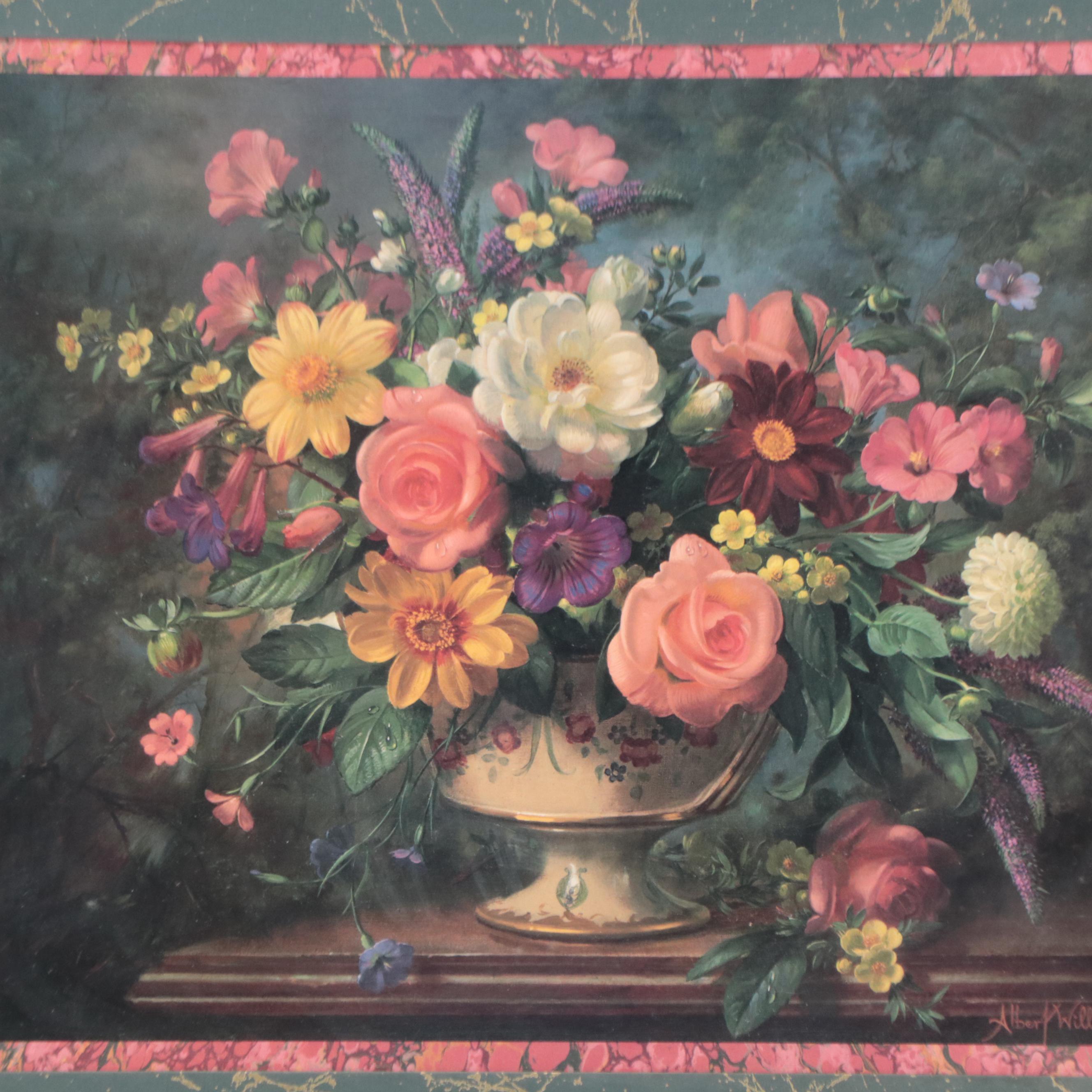Albert Williams Offset Lithograph of Floral Still Life