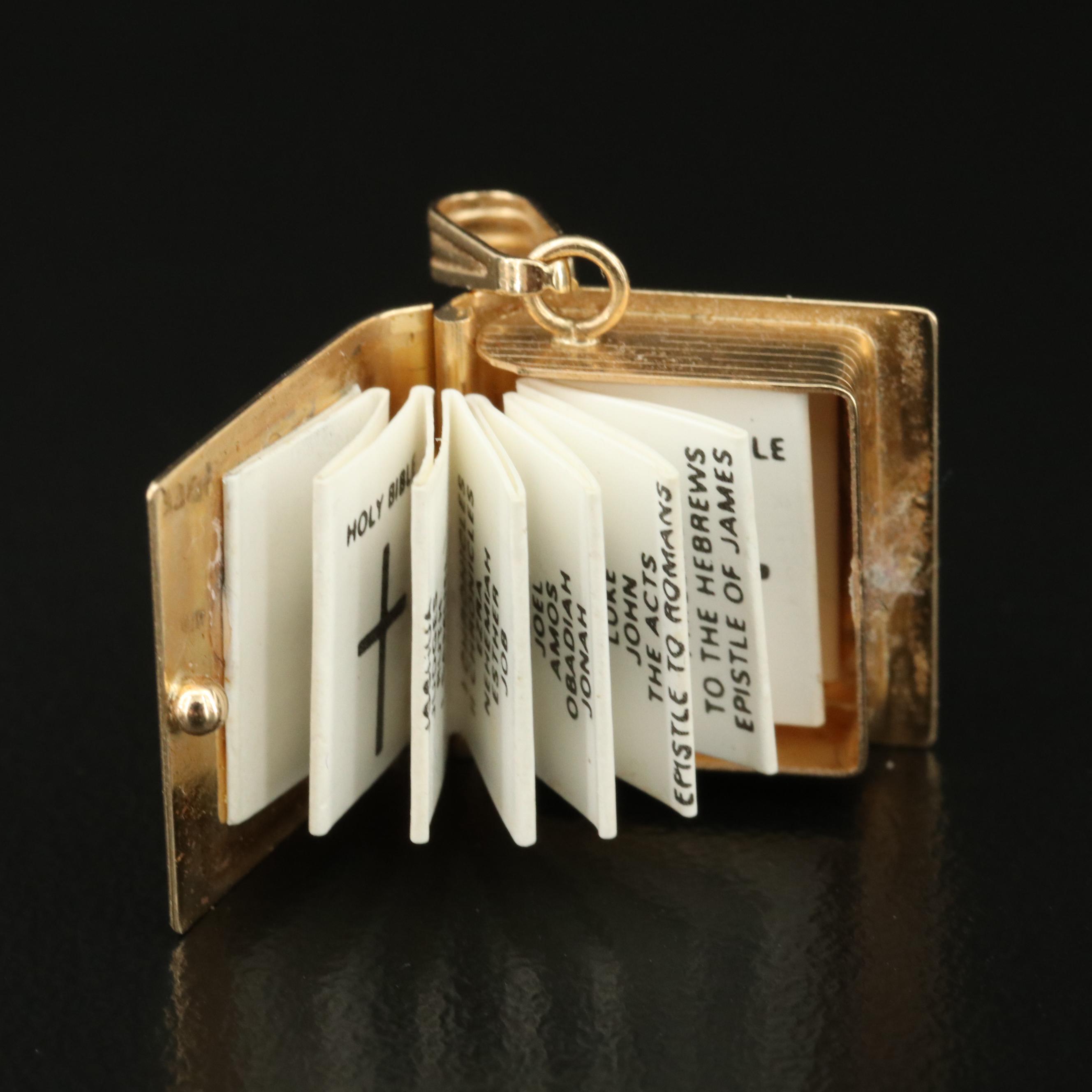 Vintage 14K Holy Bible Pendant