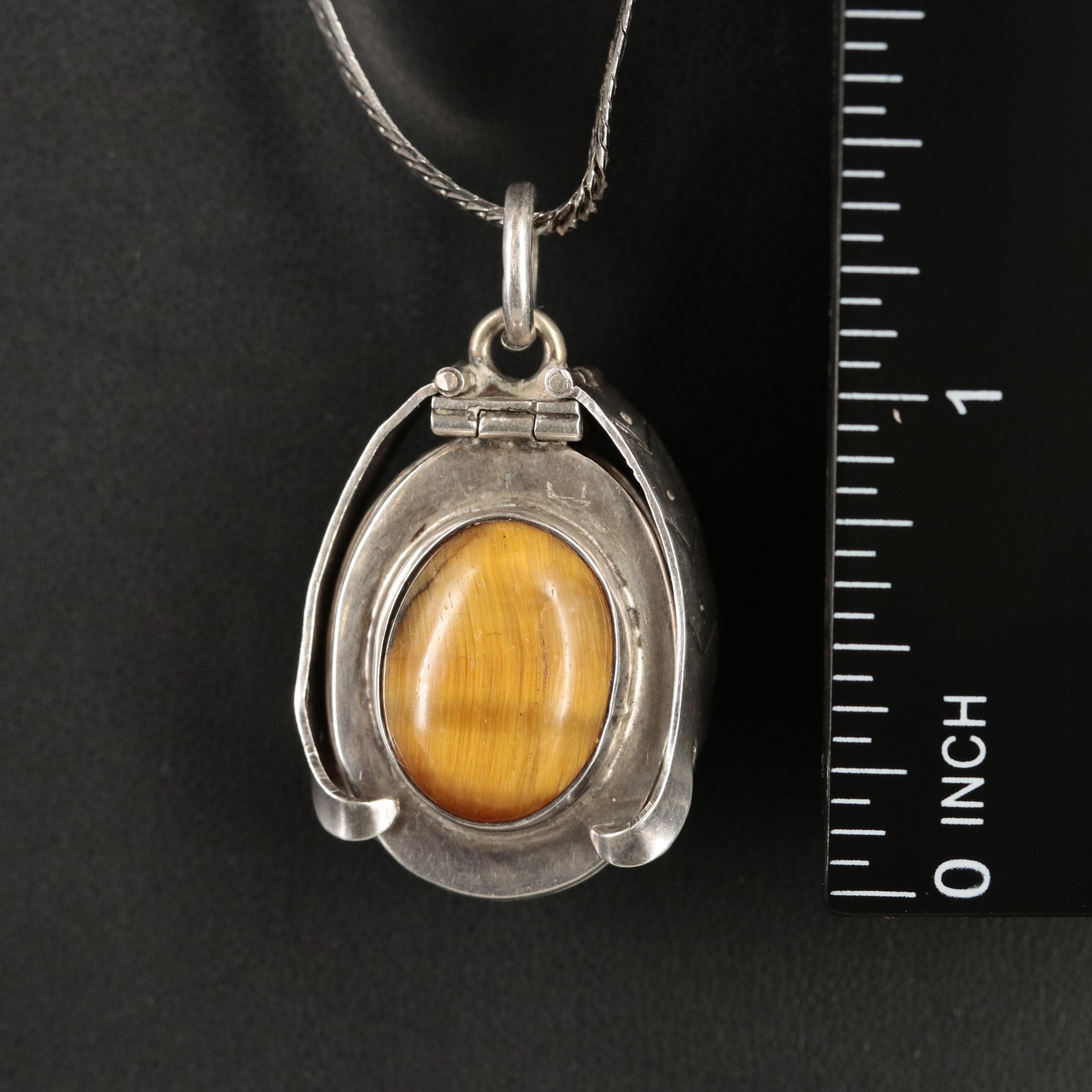 Mexican Sterling Reversible Photo Locket Necklace