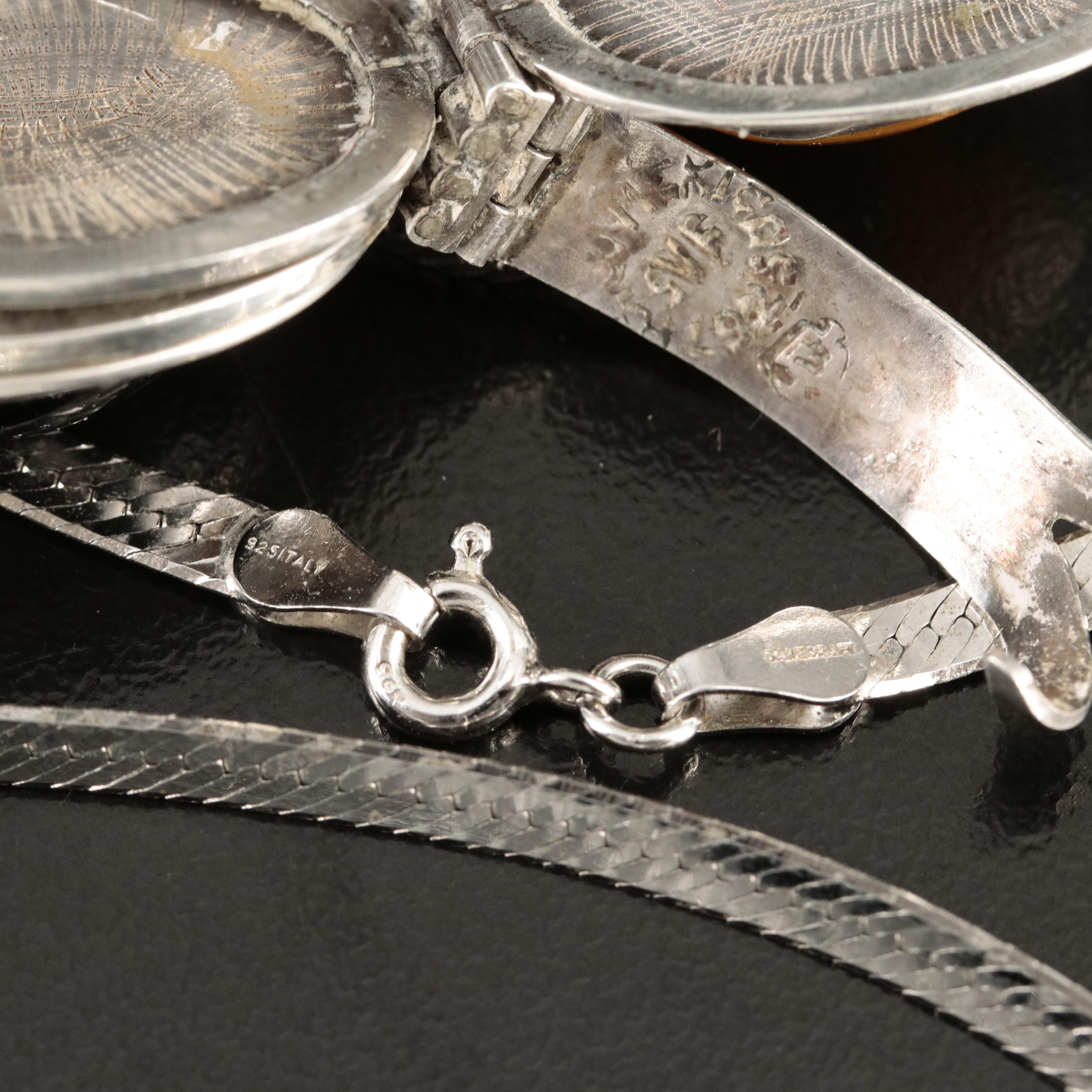 Mexican Sterling Reversible Photo Locket Necklace