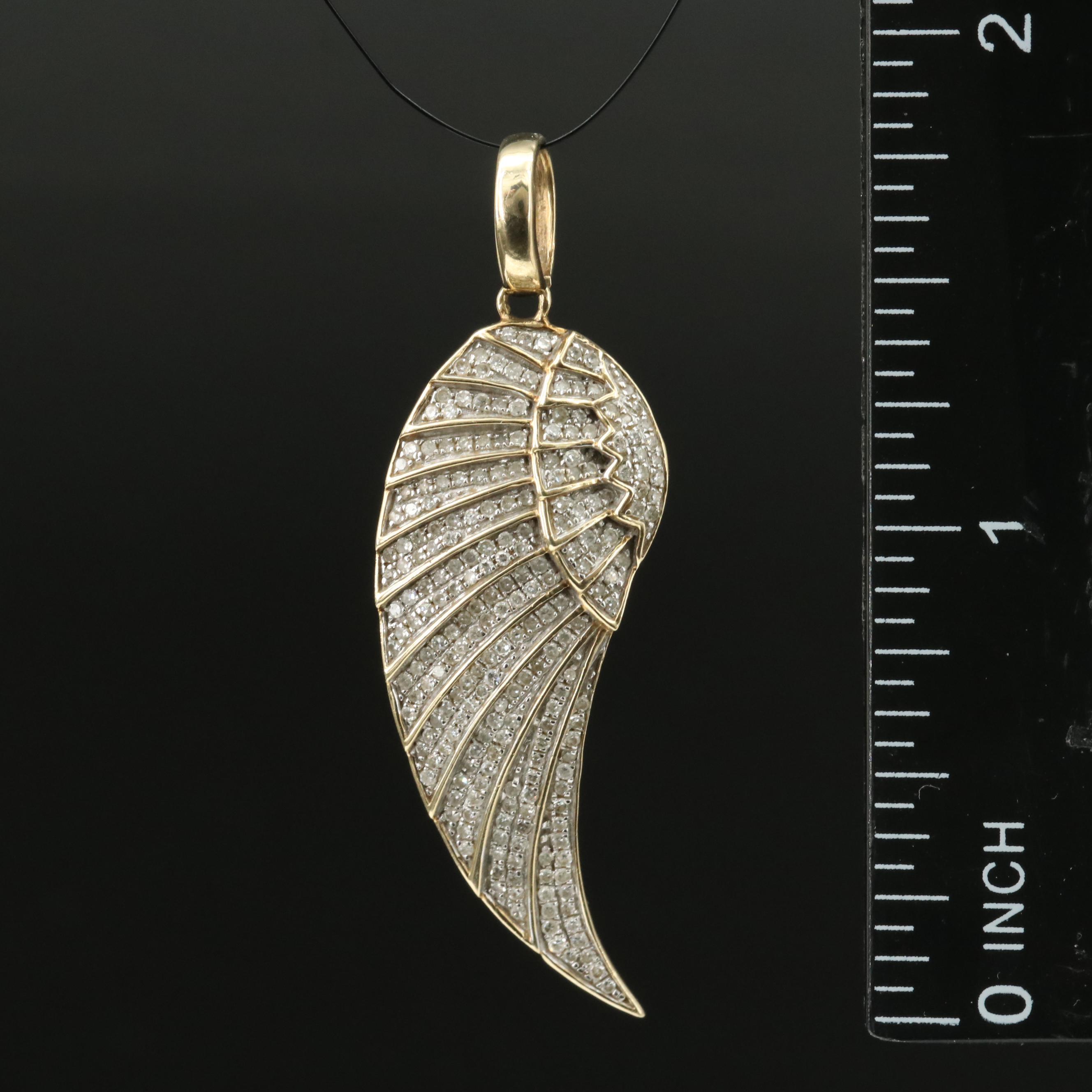 10K Diamond Angel Wing Pendant