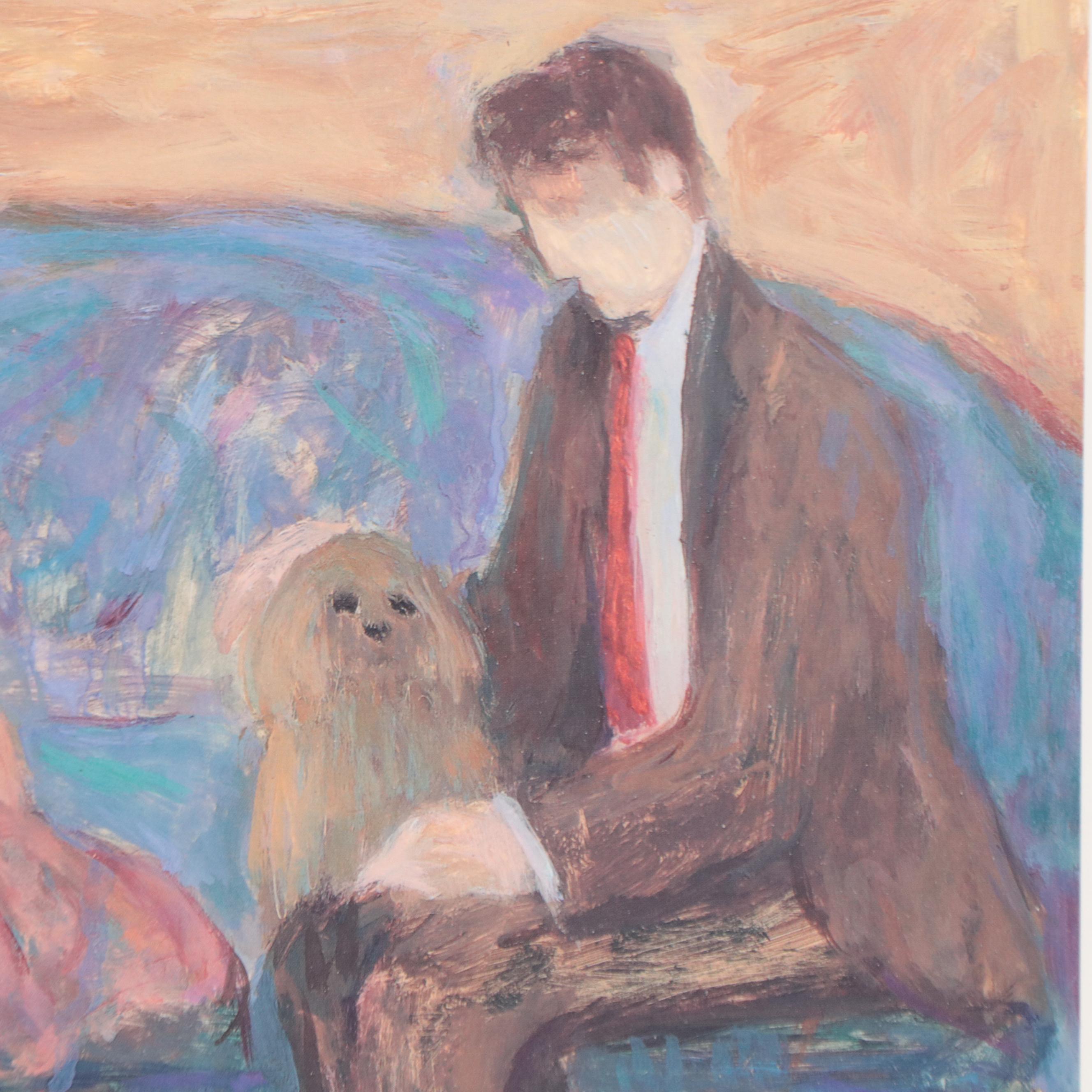 Barbara A. Wood Offset Lithograph "Daddy's Home"