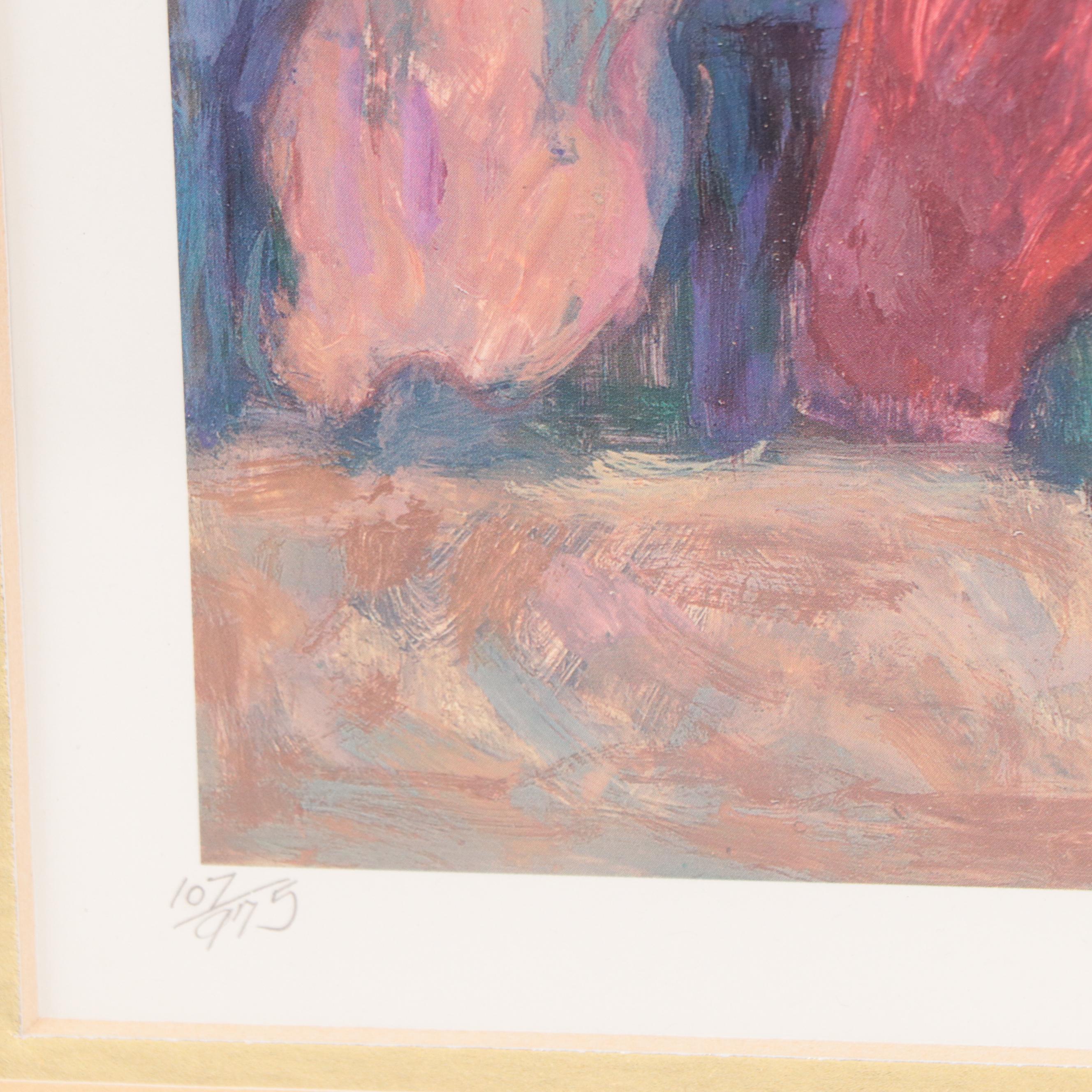 Barbara A. Wood Offset Lithograph "Daddy's Home"