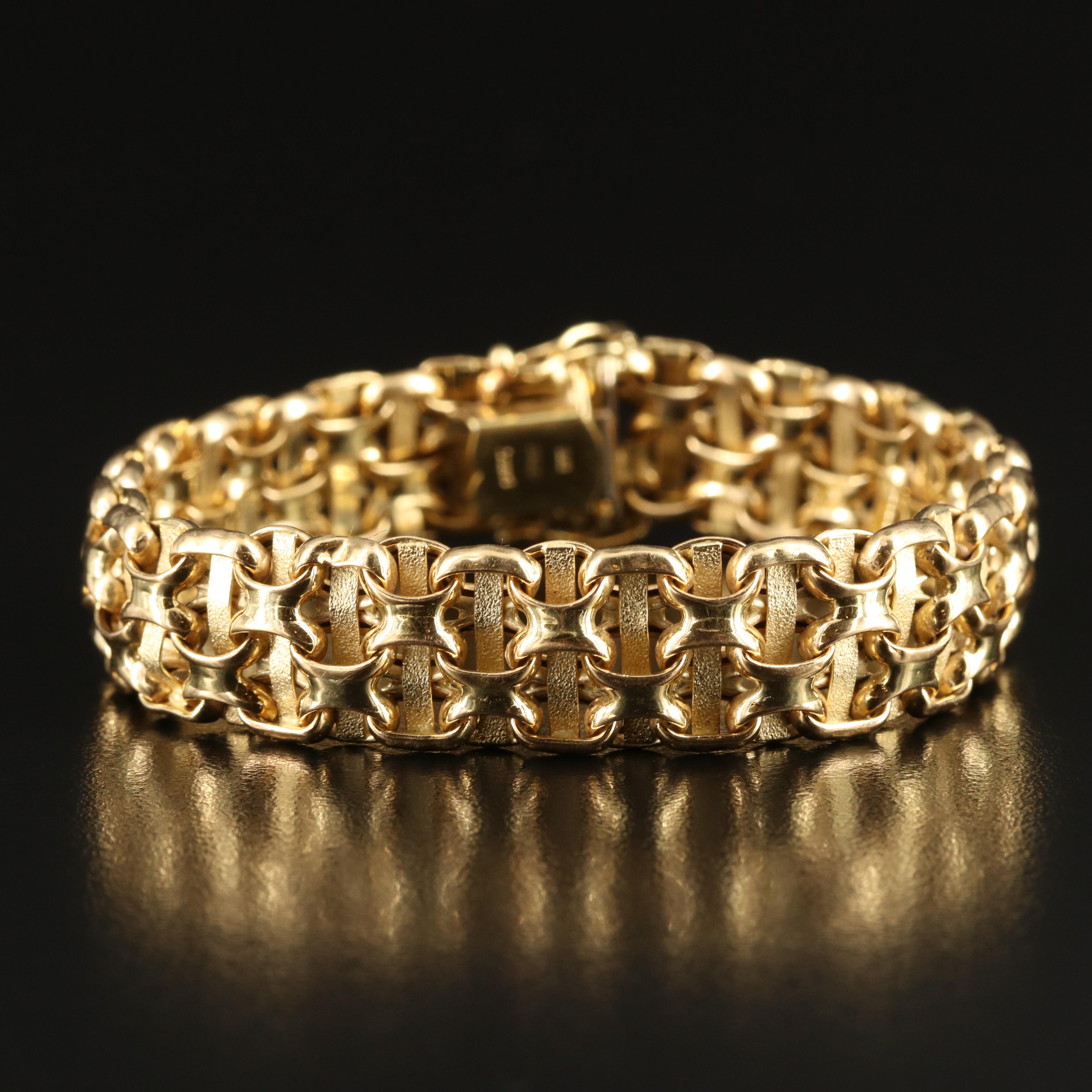 Italian 18K Wide Bismark Chain Bracelet