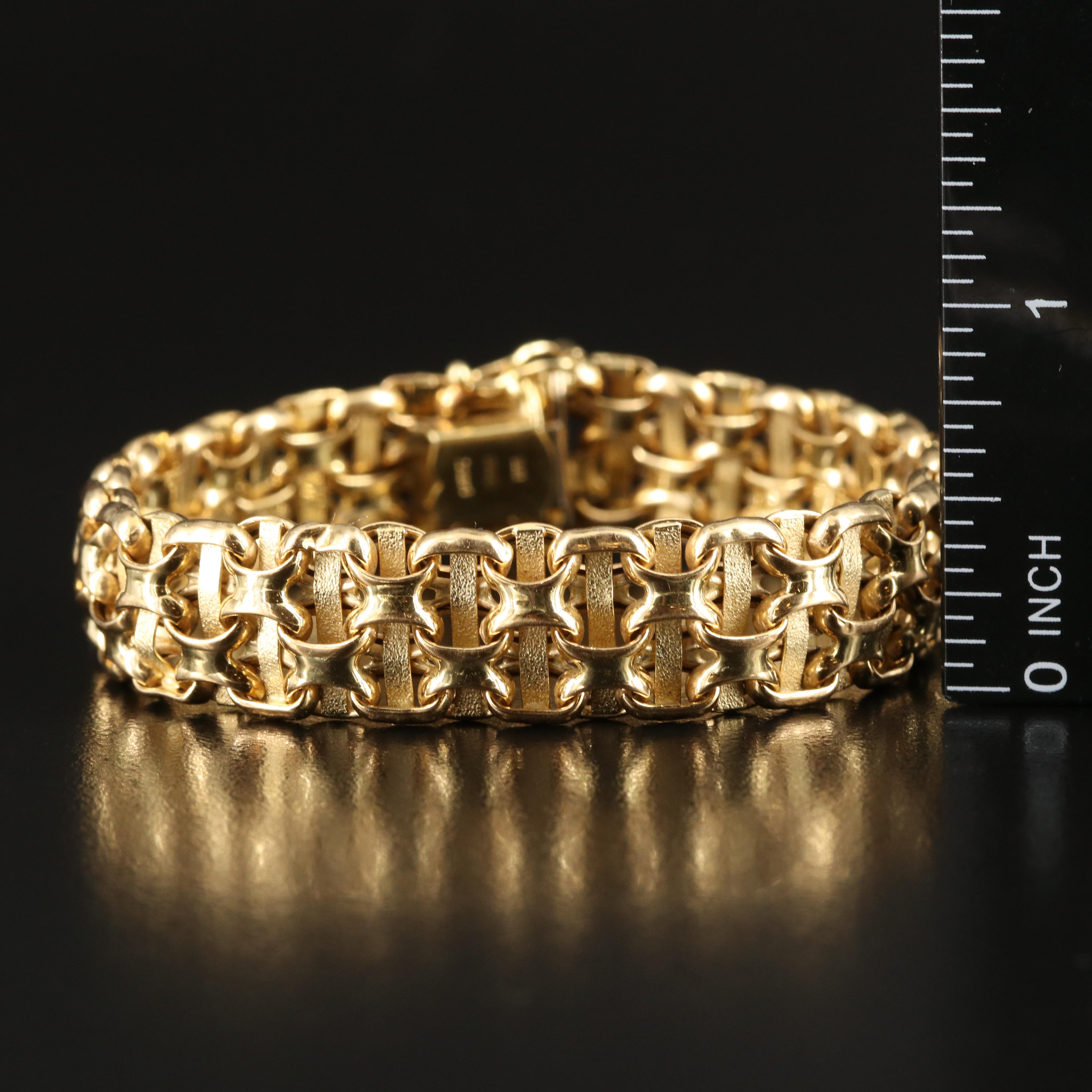 Italian 18K Wide Bismark Chain Bracelet