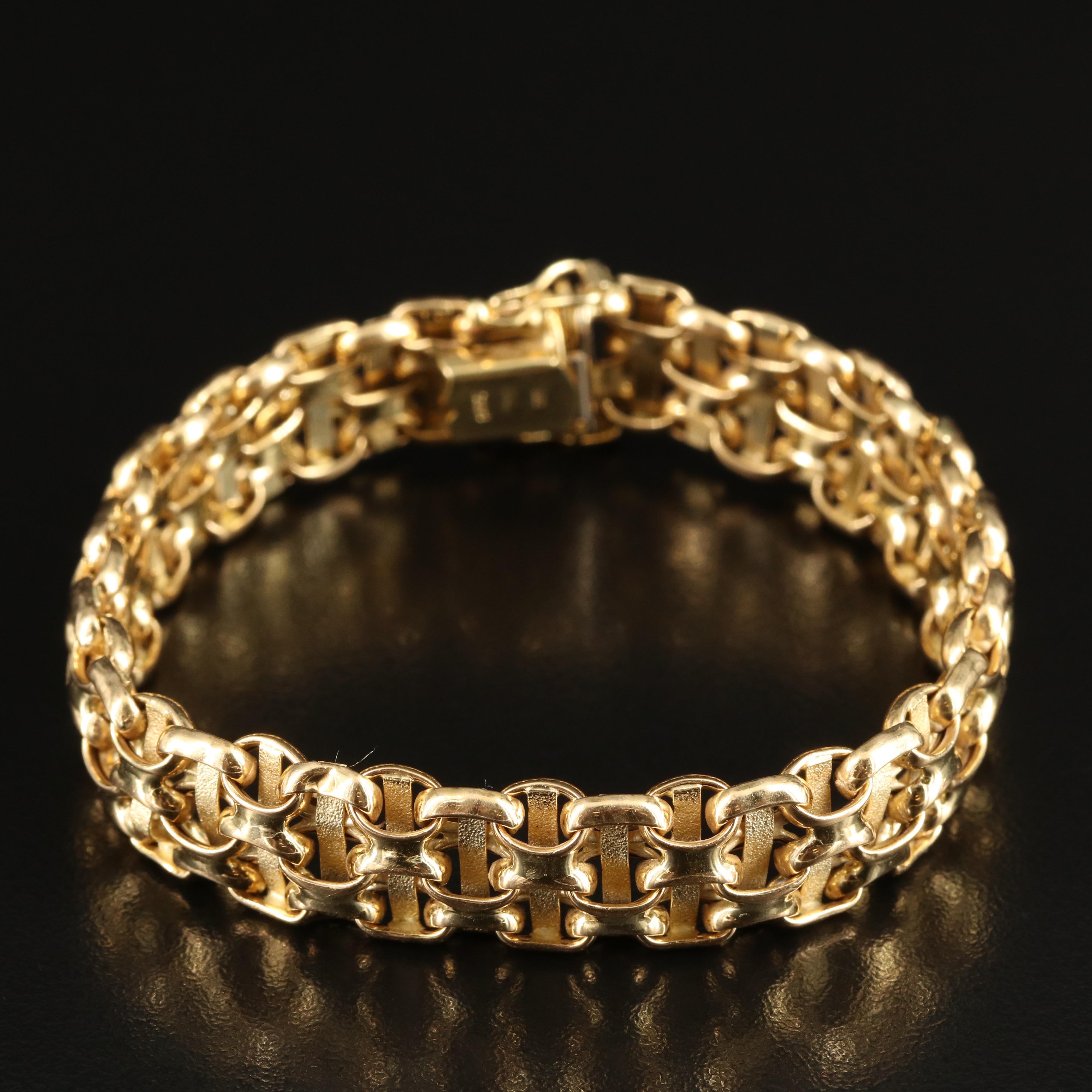 Italian 18K Wide Bismark Chain Bracelet