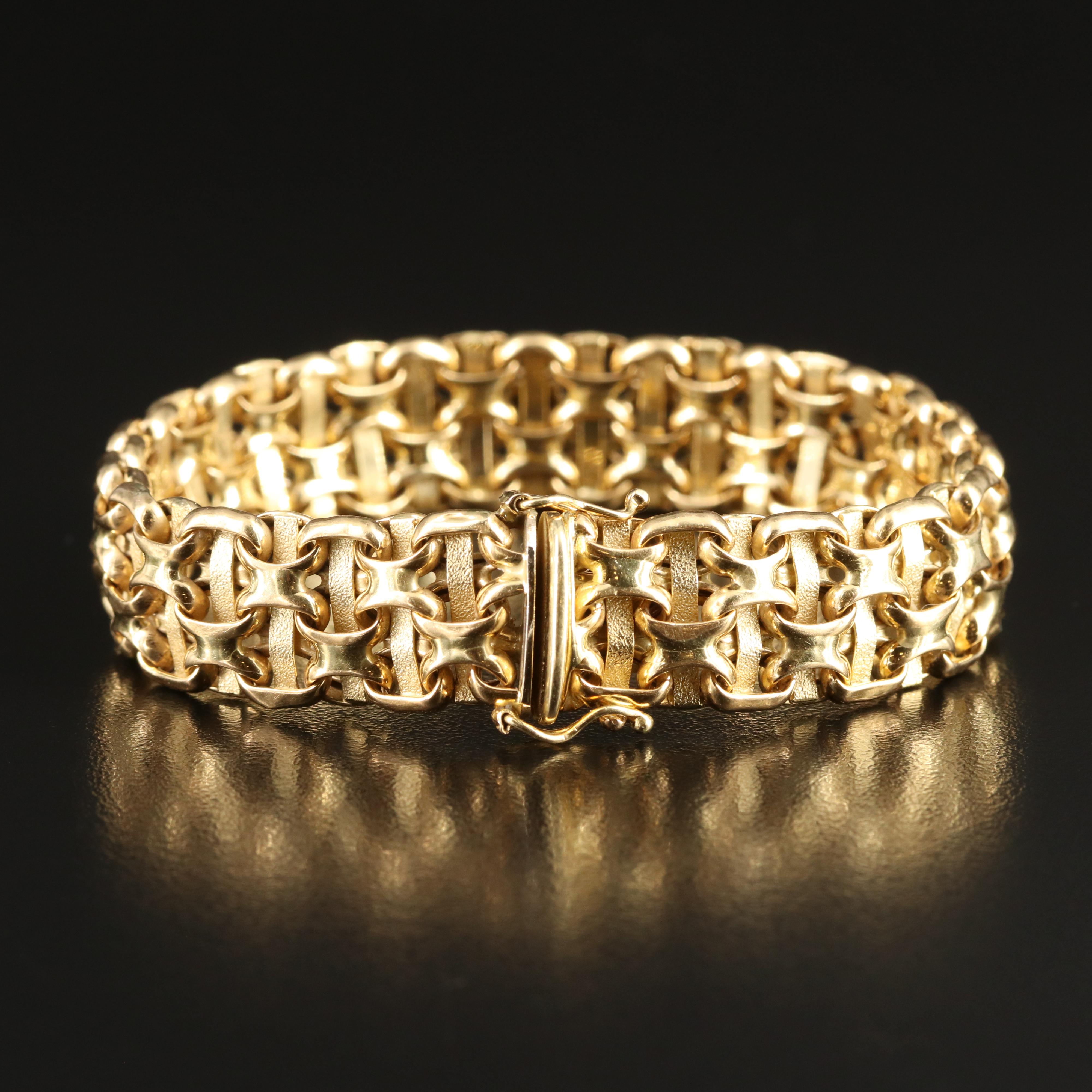 Italian 18K Wide Bismark Chain Bracelet