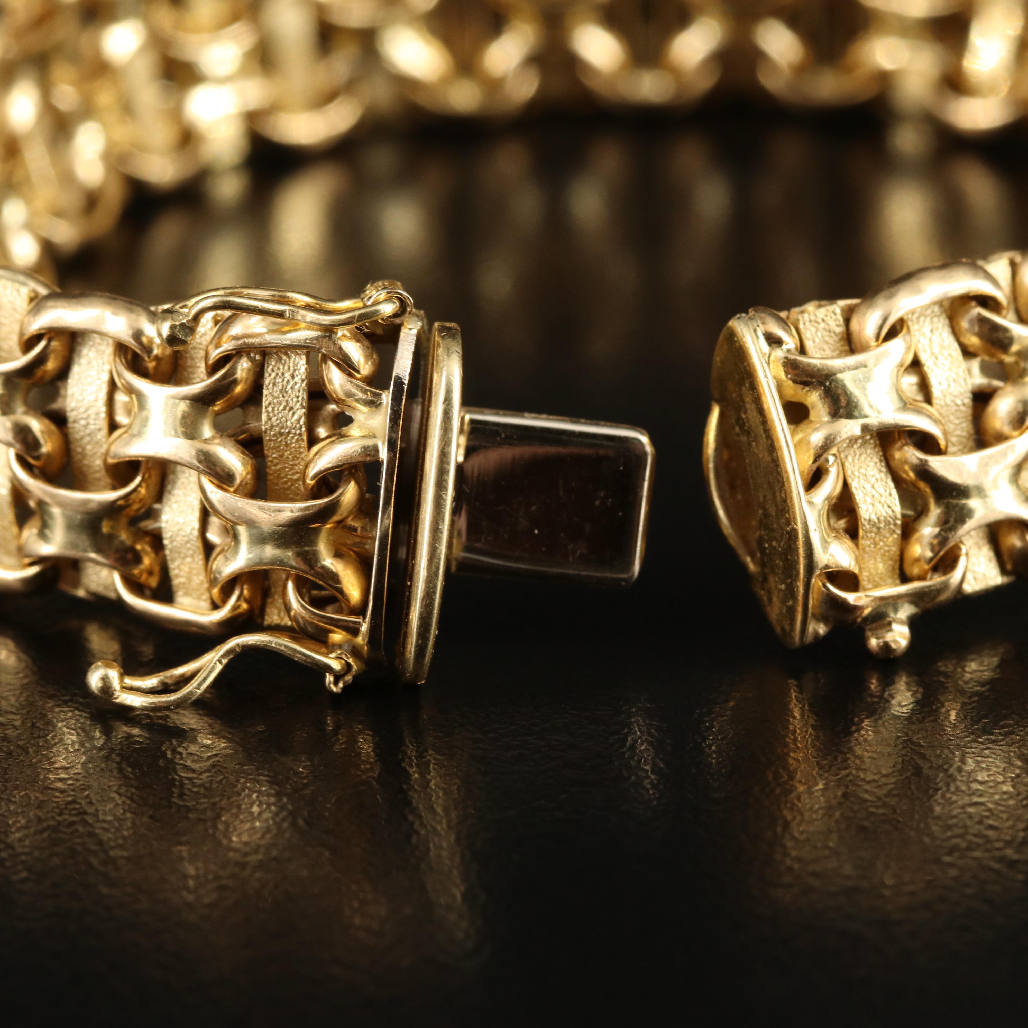 Italian 18K Wide Bismark Chain Bracelet