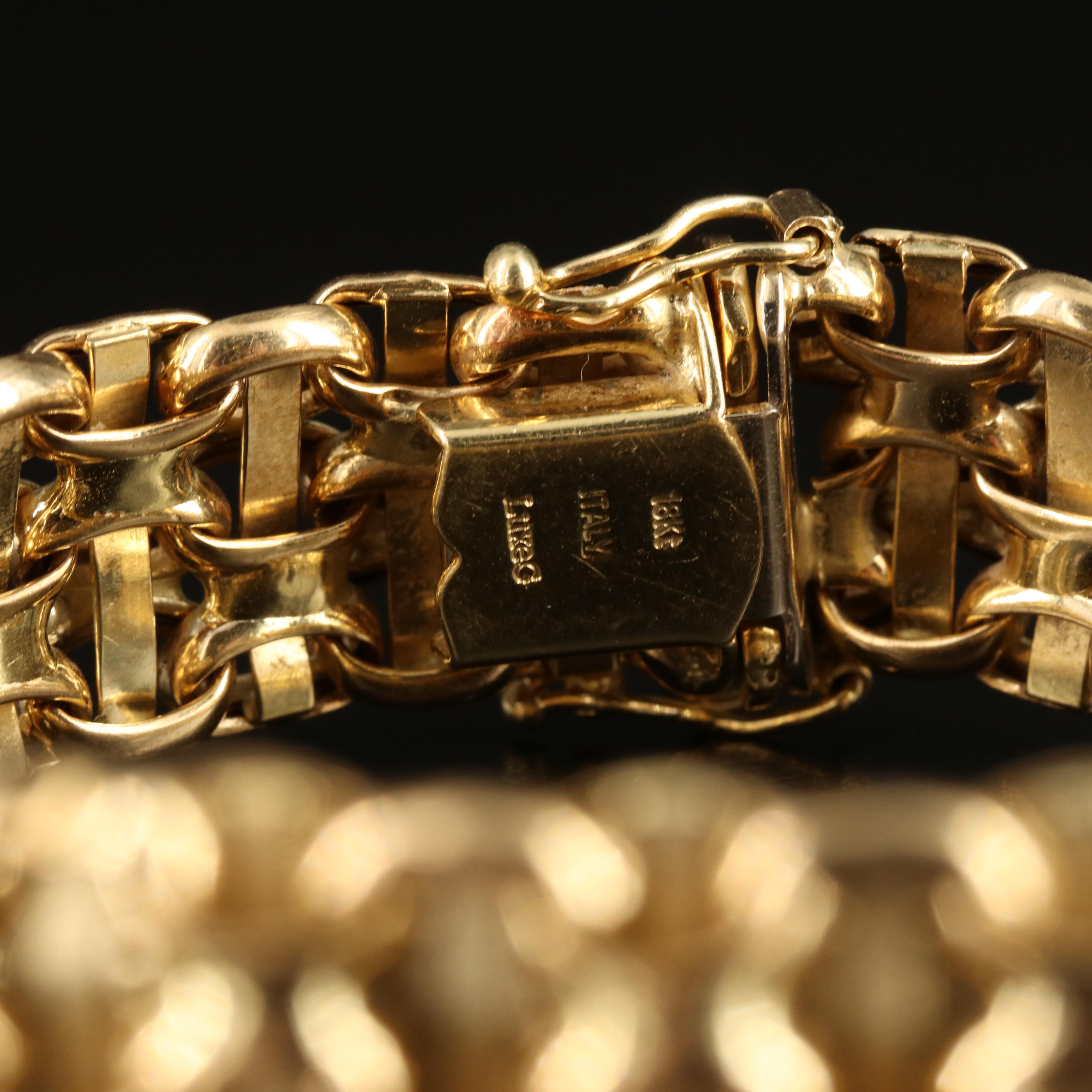 Italian 18K Wide Bismark Chain Bracelet
