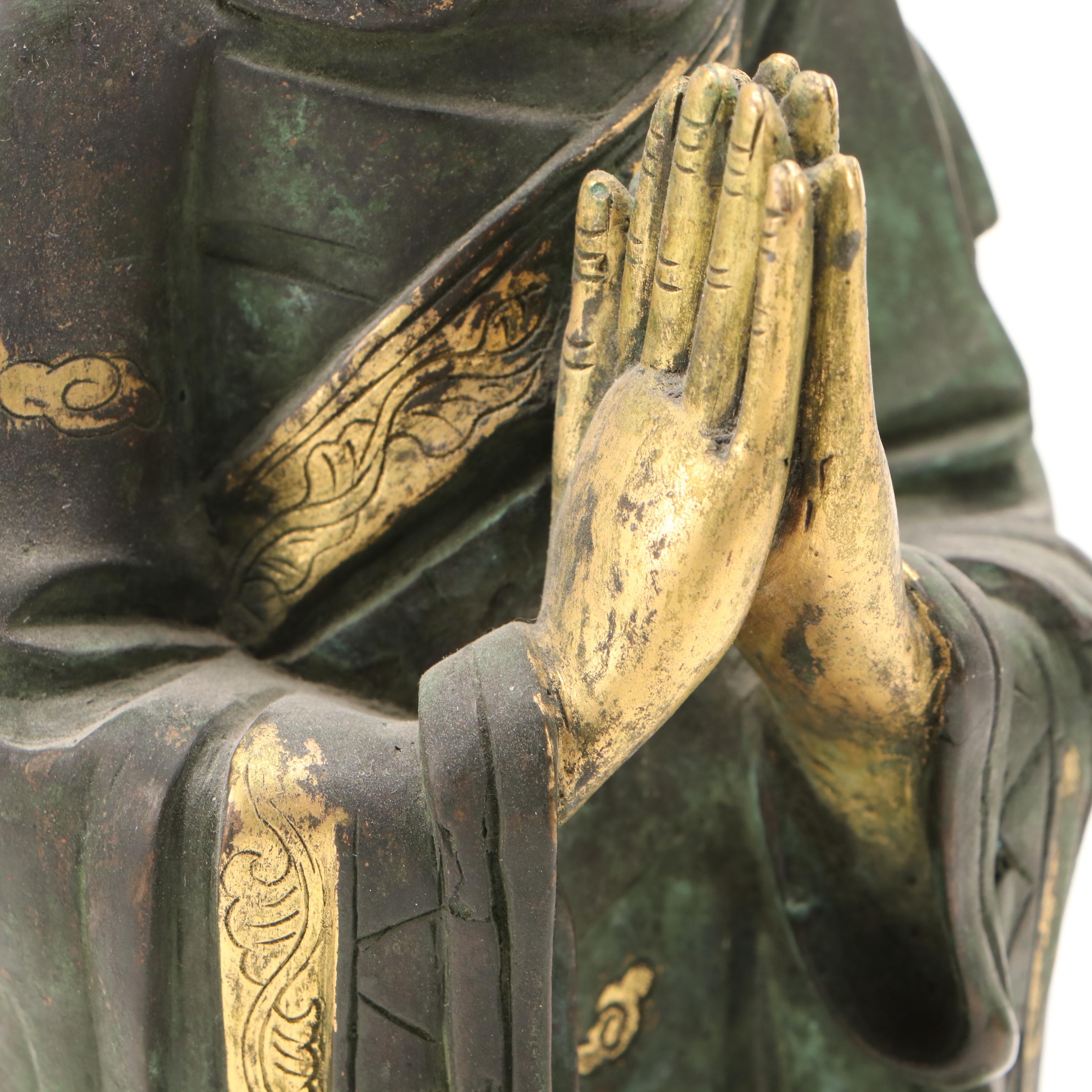 Chinese Parcel Gilt Bronze of a Luohan