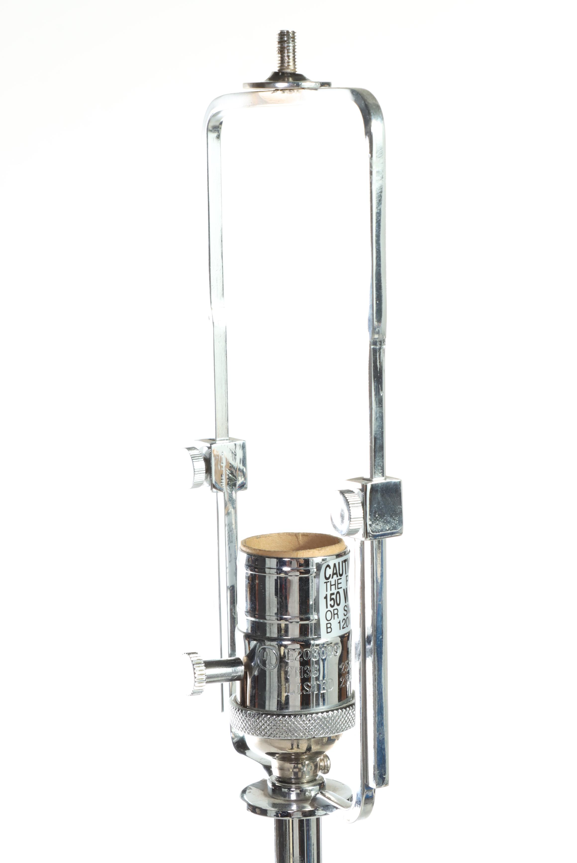 Ralph Lauren Leather and Chrome Club Floor Lamp and Table Lamp