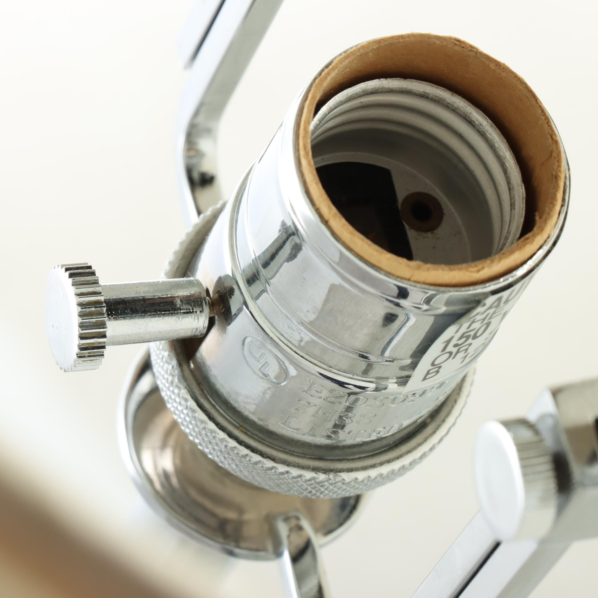 Ralph Lauren Leather and Chrome Club Floor Lamp and Table Lamp