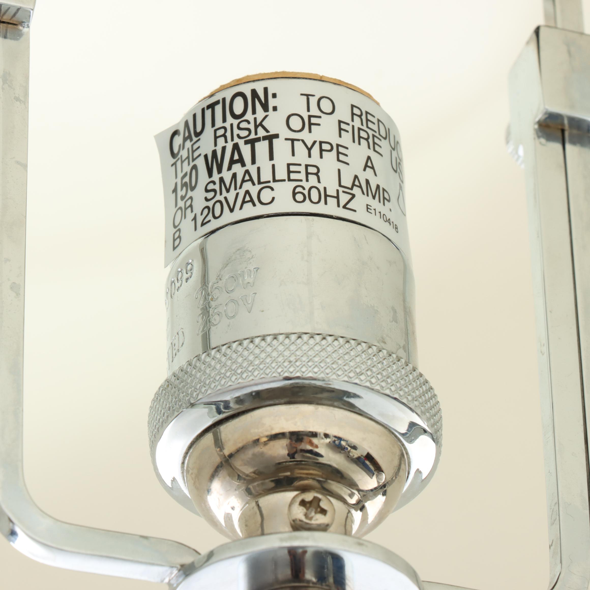 Ralph Lauren Leather and Chrome Club Floor Lamp and Table Lamp