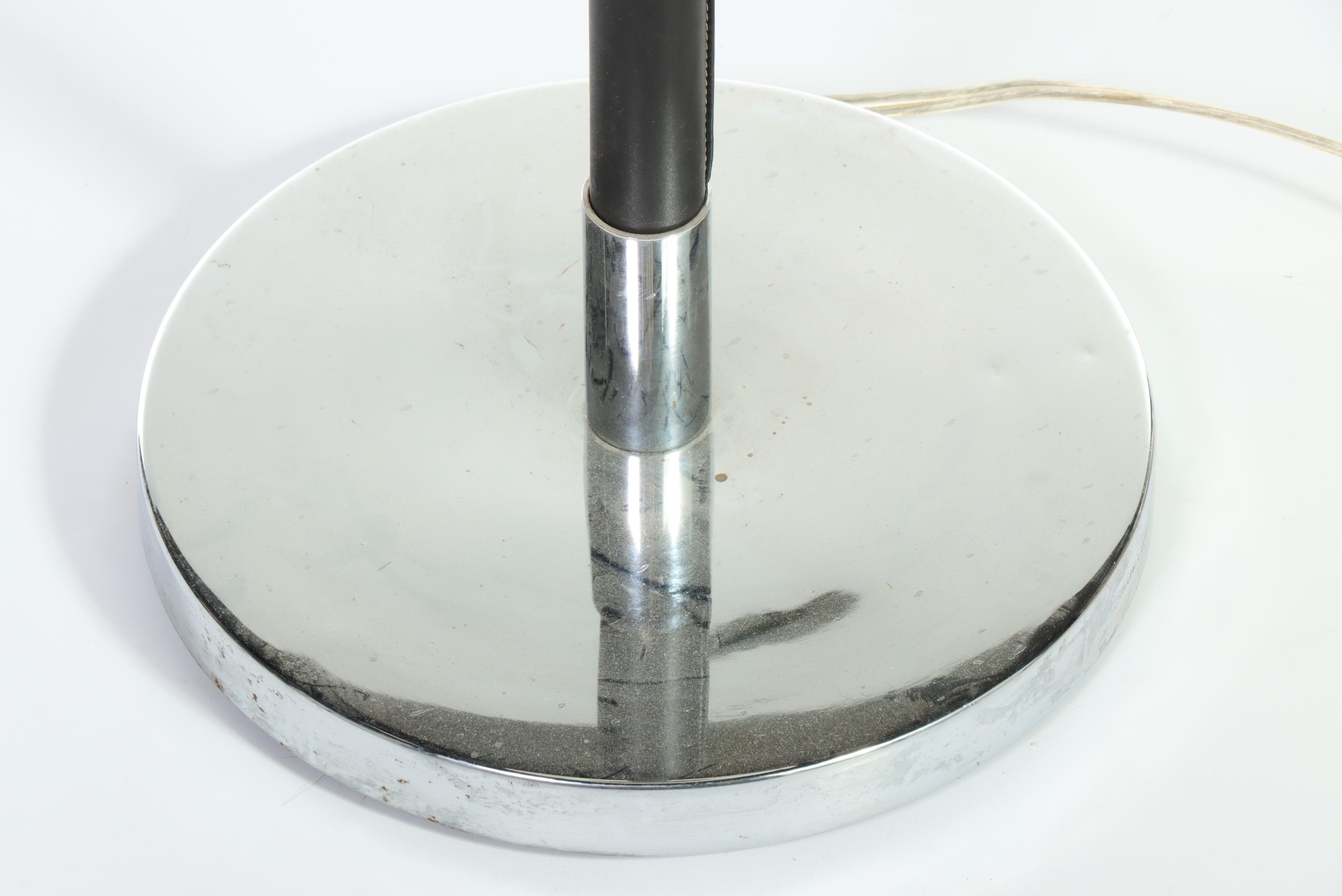 Ralph Lauren Leather and Chrome Club Floor Lamp and Table Lamp