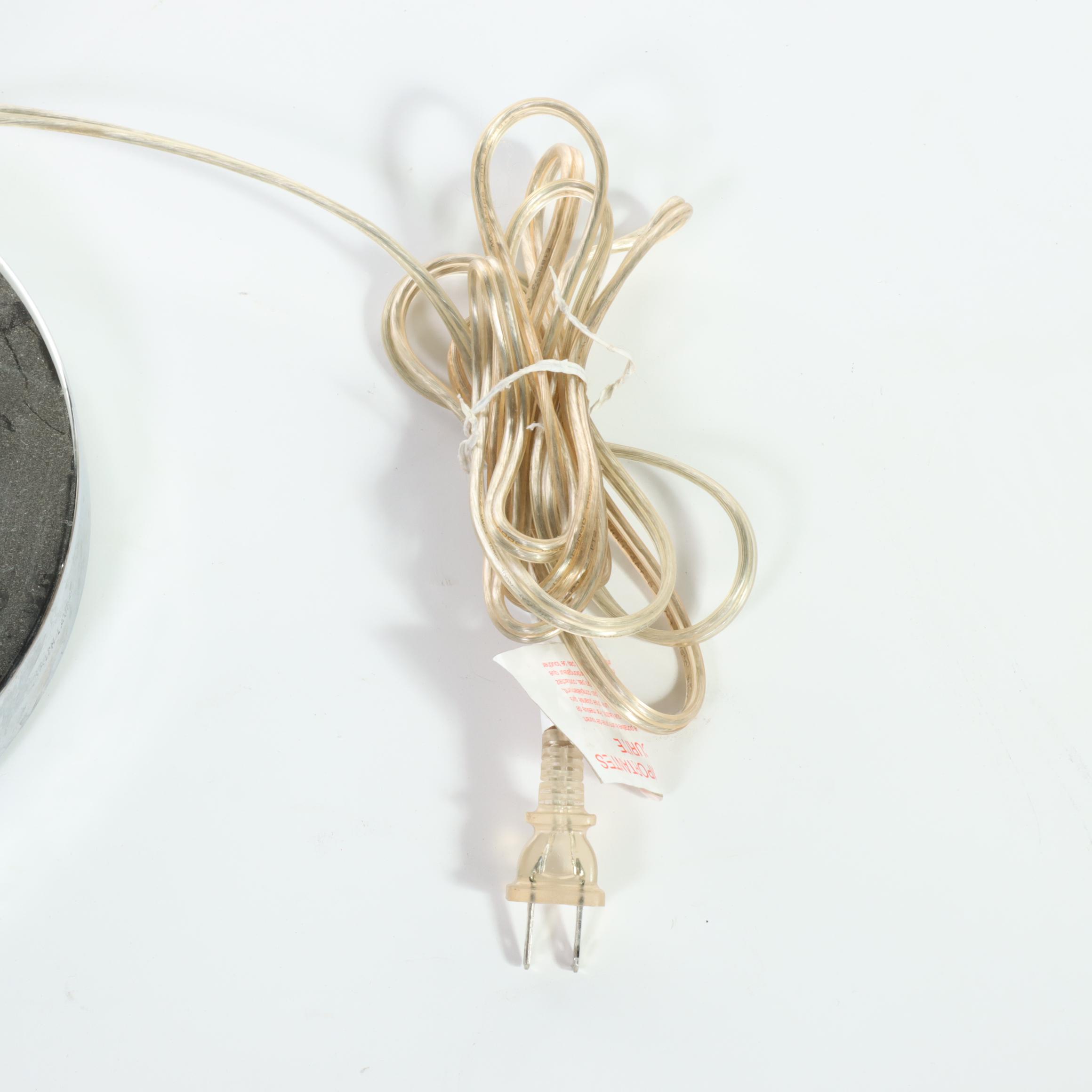 Ralph Lauren Leather and Chrome Club Floor Lamp and Table Lamp