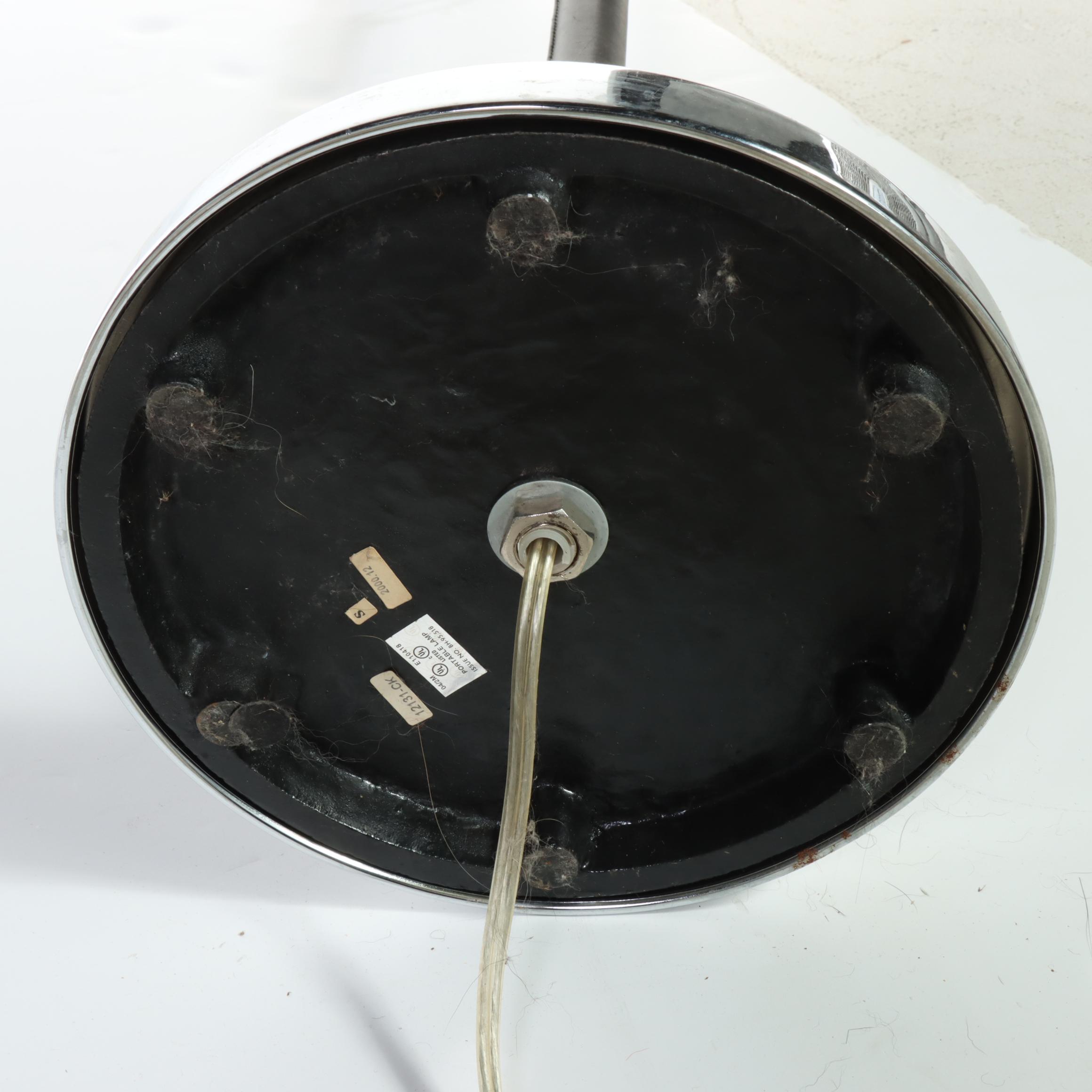 Ralph Lauren Leather and Chrome Club Floor Lamp and Table Lamp