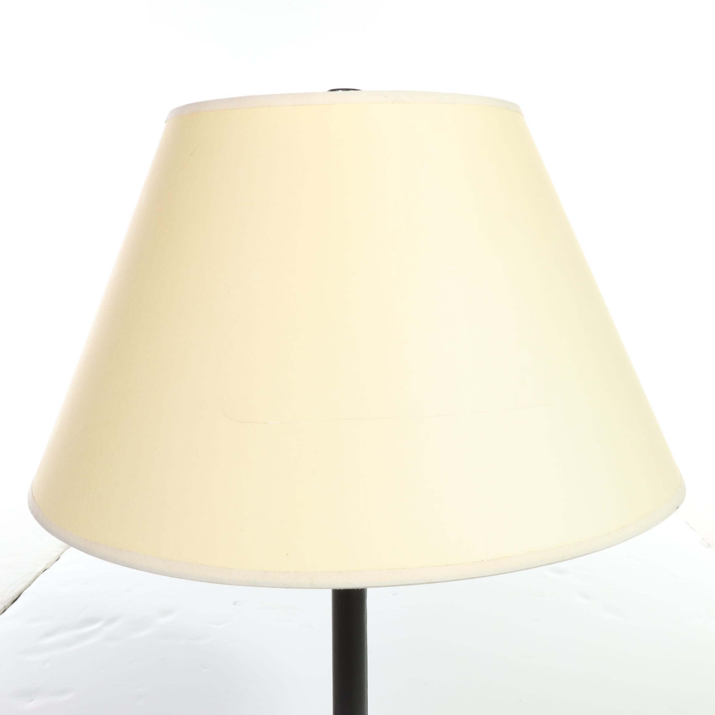Ralph Lauren Leather and Chrome Club Floor Lamp and Table Lamp