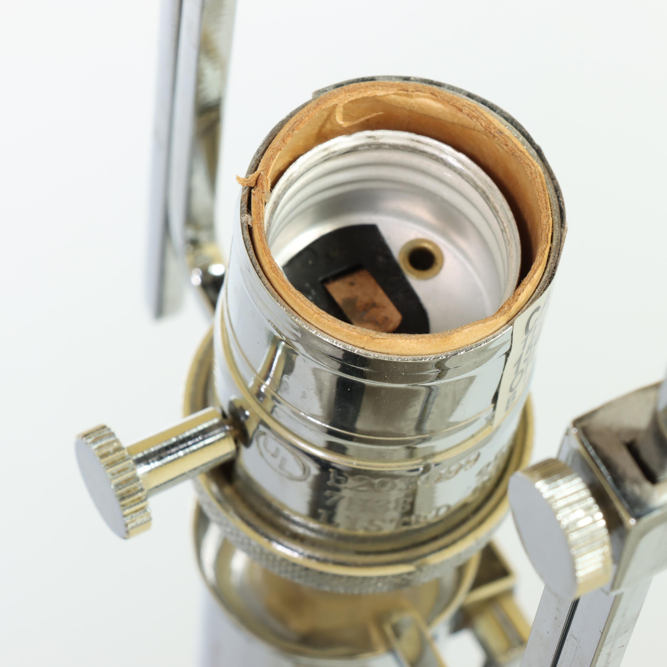 Ralph Lauren Leather and Chrome Club Floor Lamp and Table Lamp