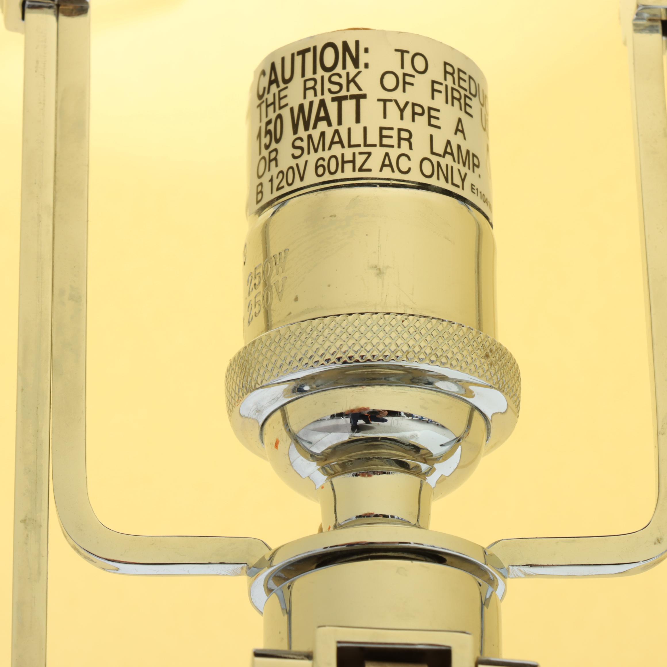 Ralph Lauren Leather and Chrome Club Floor Lamp and Table Lamp