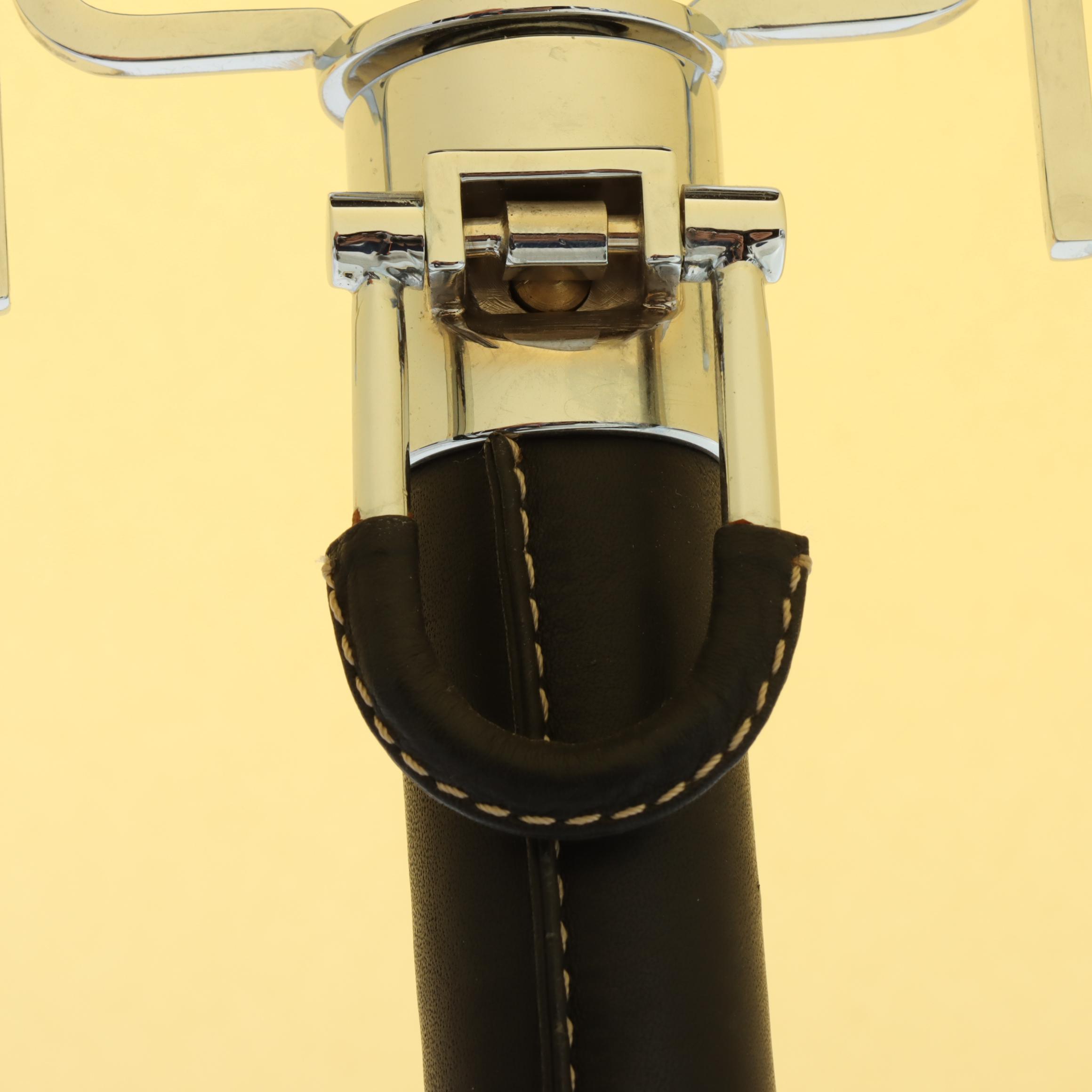 Ralph Lauren Leather and Chrome Club Floor Lamp and Table Lamp