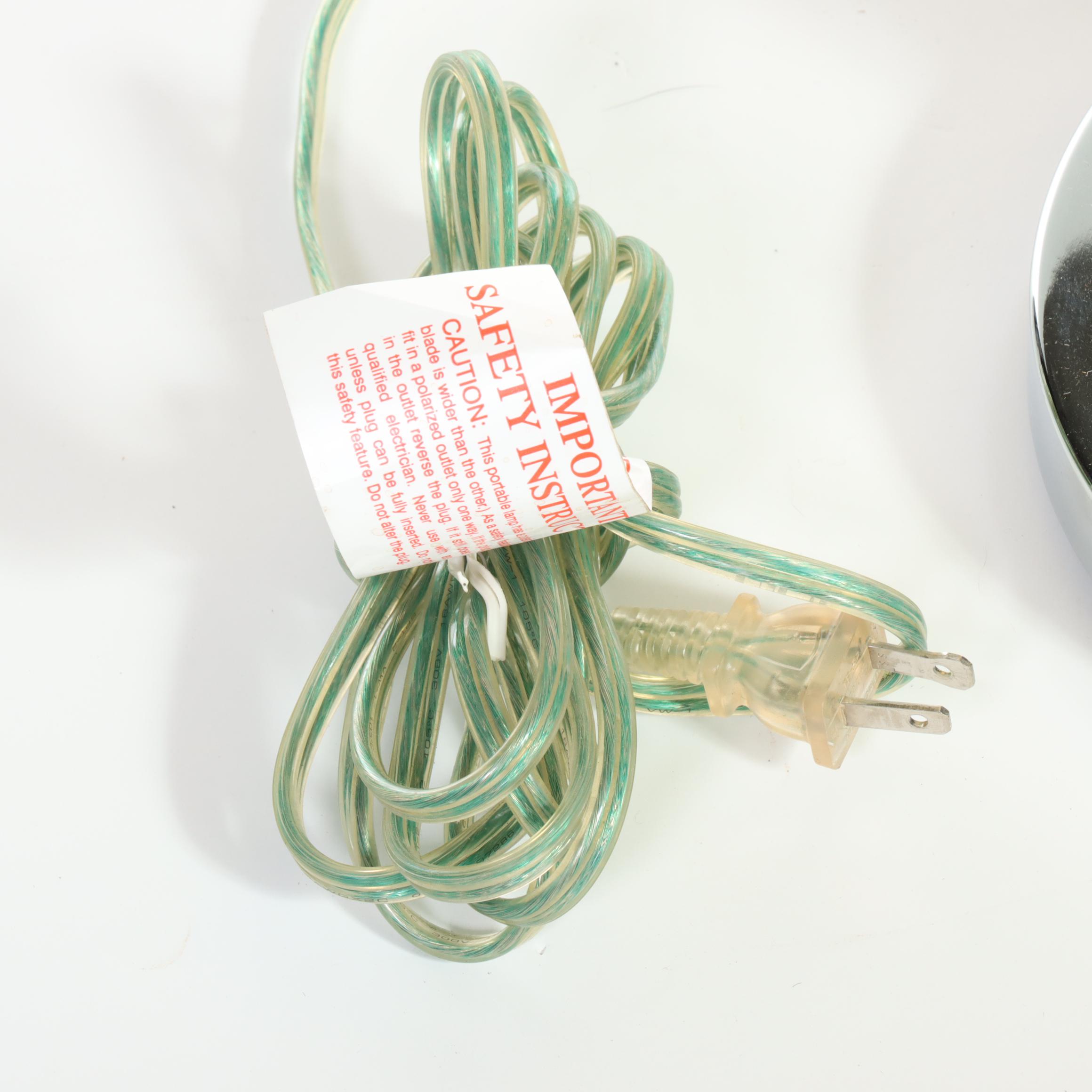 Ralph Lauren Leather and Chrome Club Floor Lamp and Table Lamp