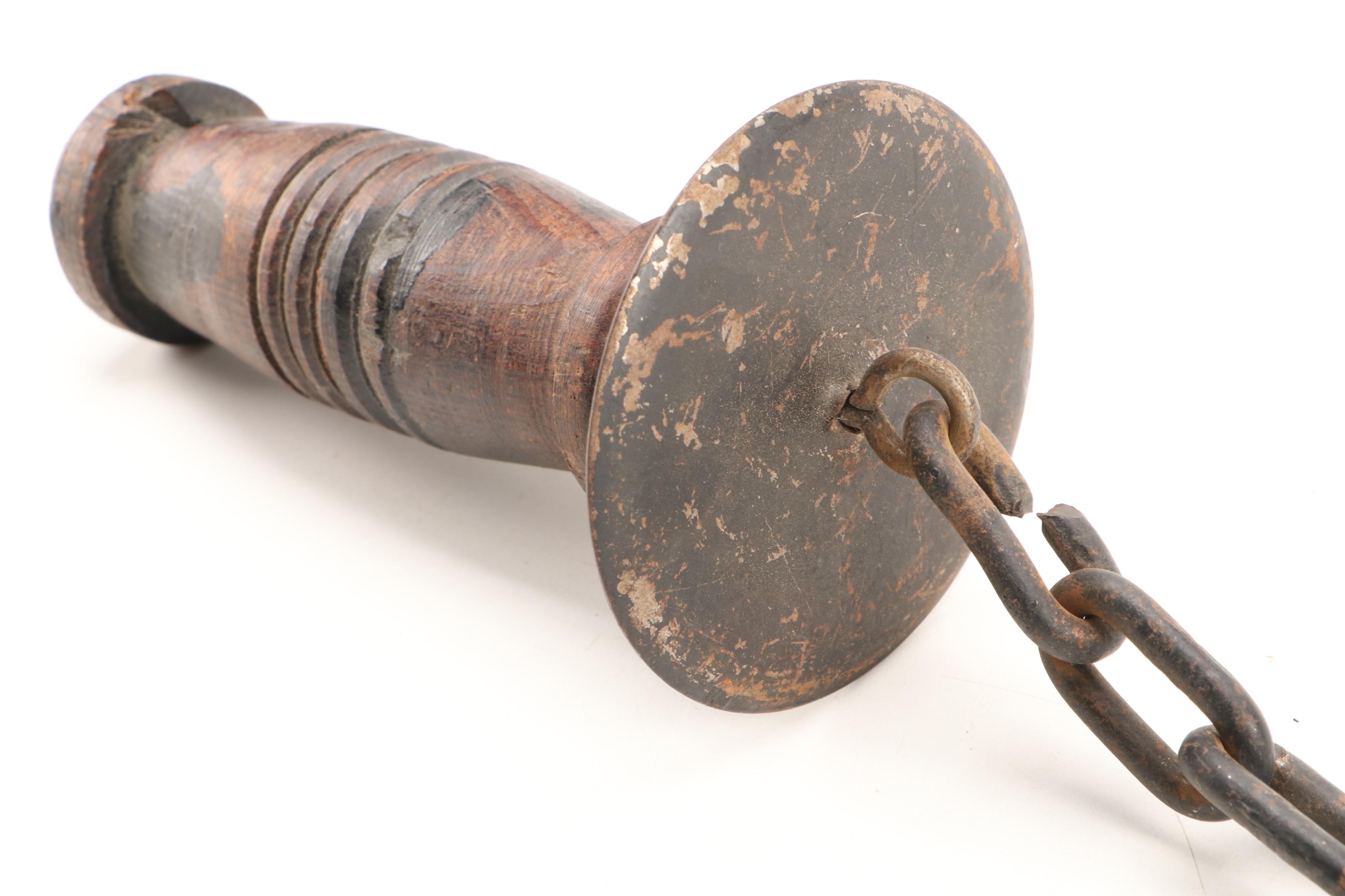 Flail with Wooden Handle and Metal Spikes, Mid to Late 20th Century