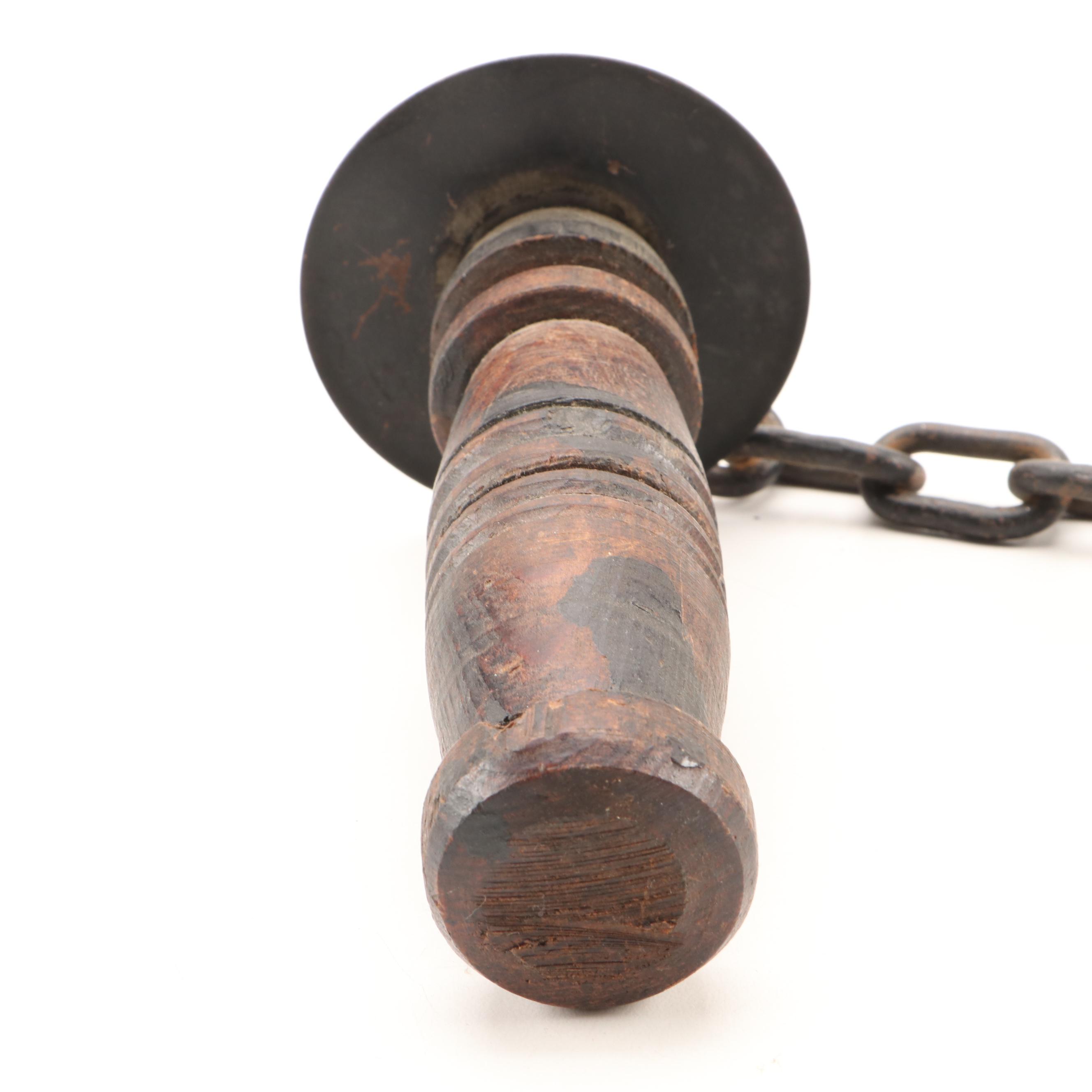 Flail with Wooden Handle and Metal Spikes, Mid to Late 20th Century