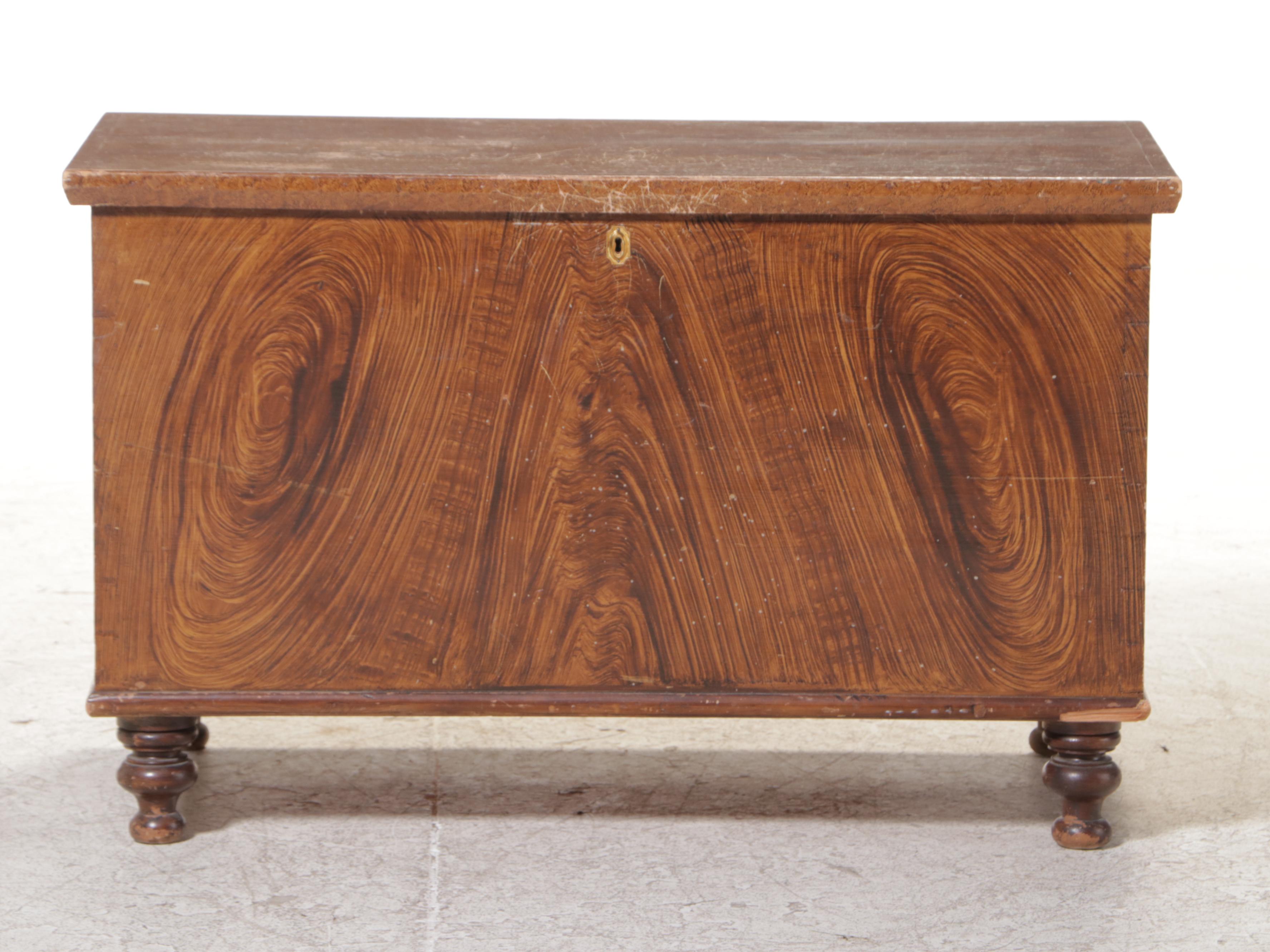 American Grain-Painted Pine Blanket Chest, 19th Century