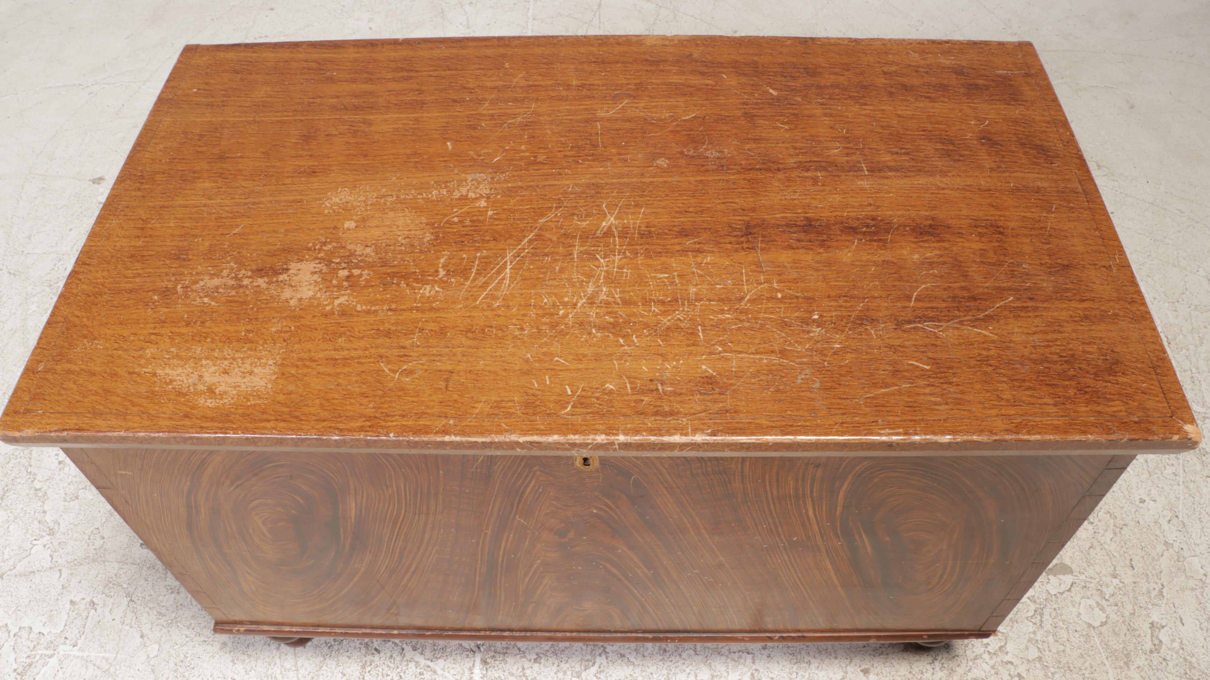 American Grain-Painted Pine Blanket Chest, 19th Century