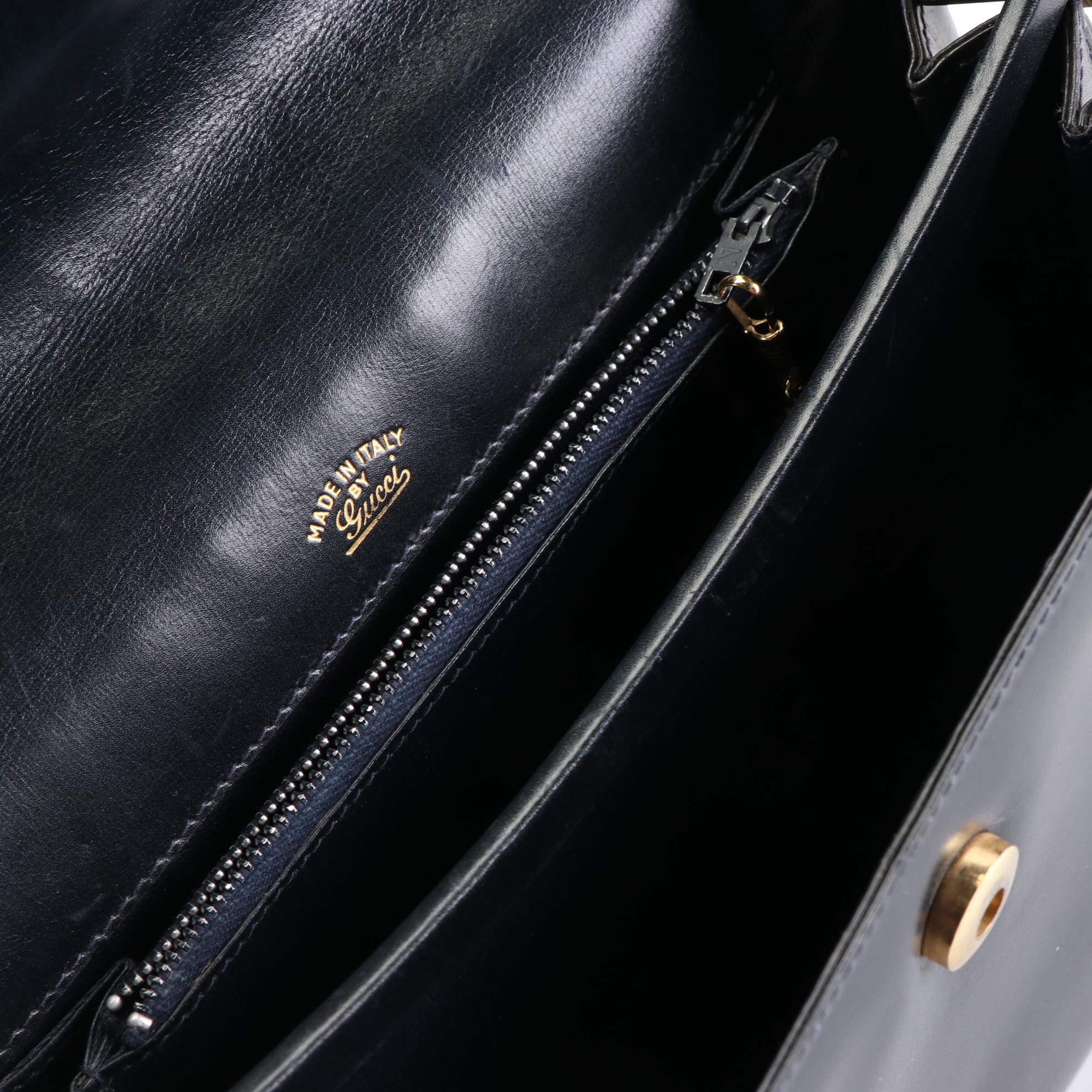 Gucci Flap Shoulder Bag in Smooth Black Leather with Dust Bag