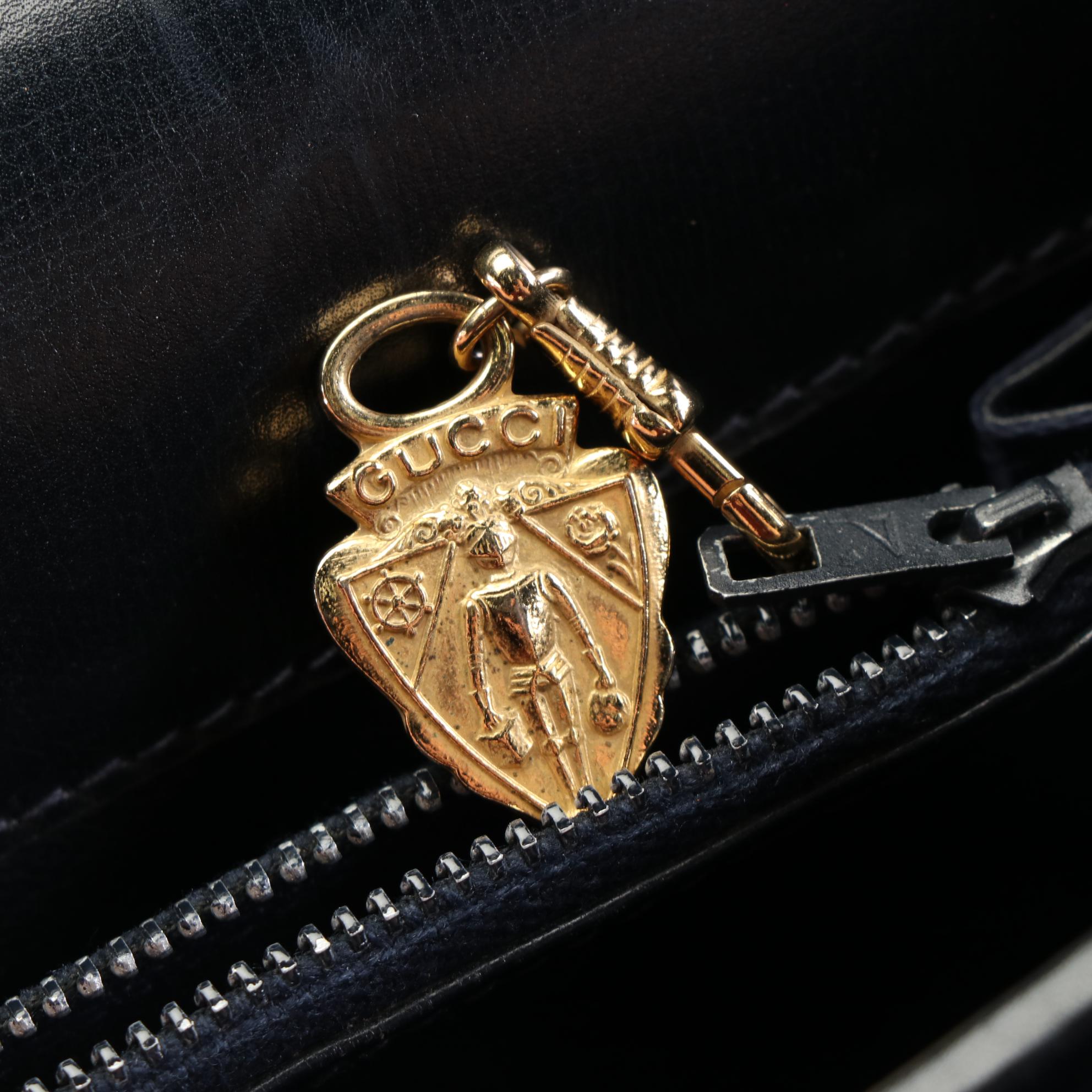 Gucci Flap Shoulder Bag in Smooth Black Leather with Dust Bag