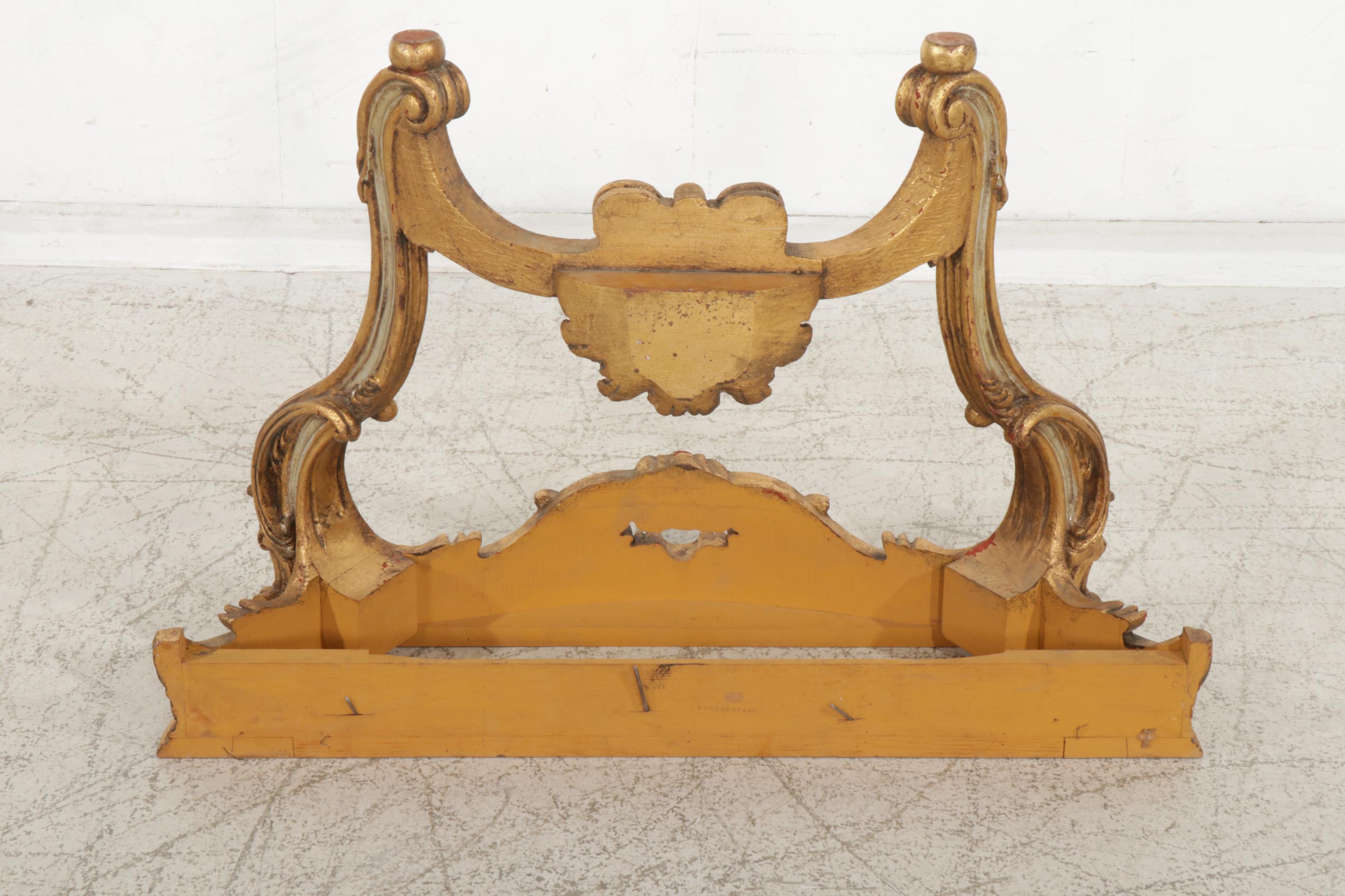 Spanish Rococo Style Giltwood Console Table Base, Late 20th Century