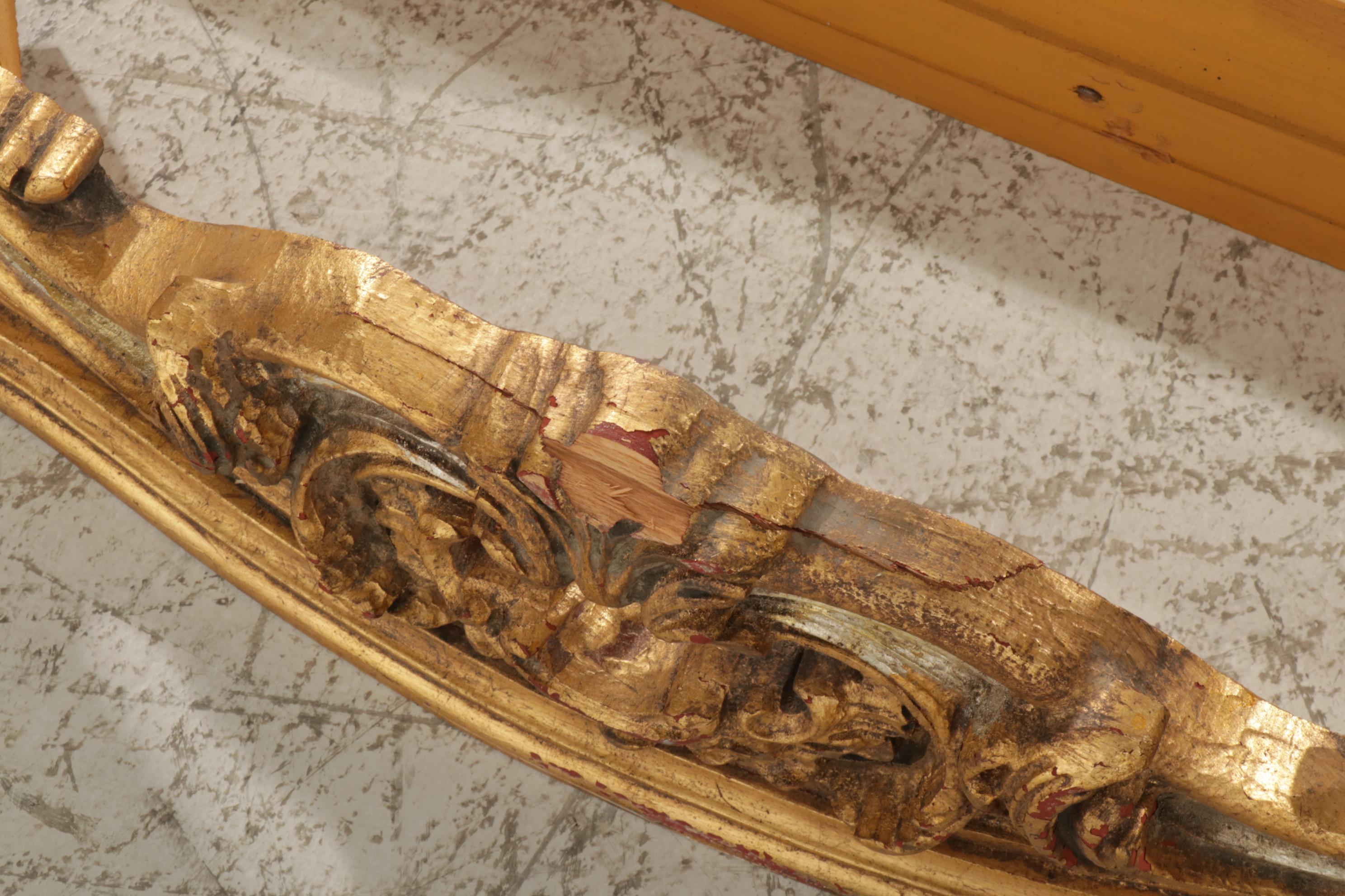 Spanish Rococo Style Giltwood Console Table Base, Late 20th Century