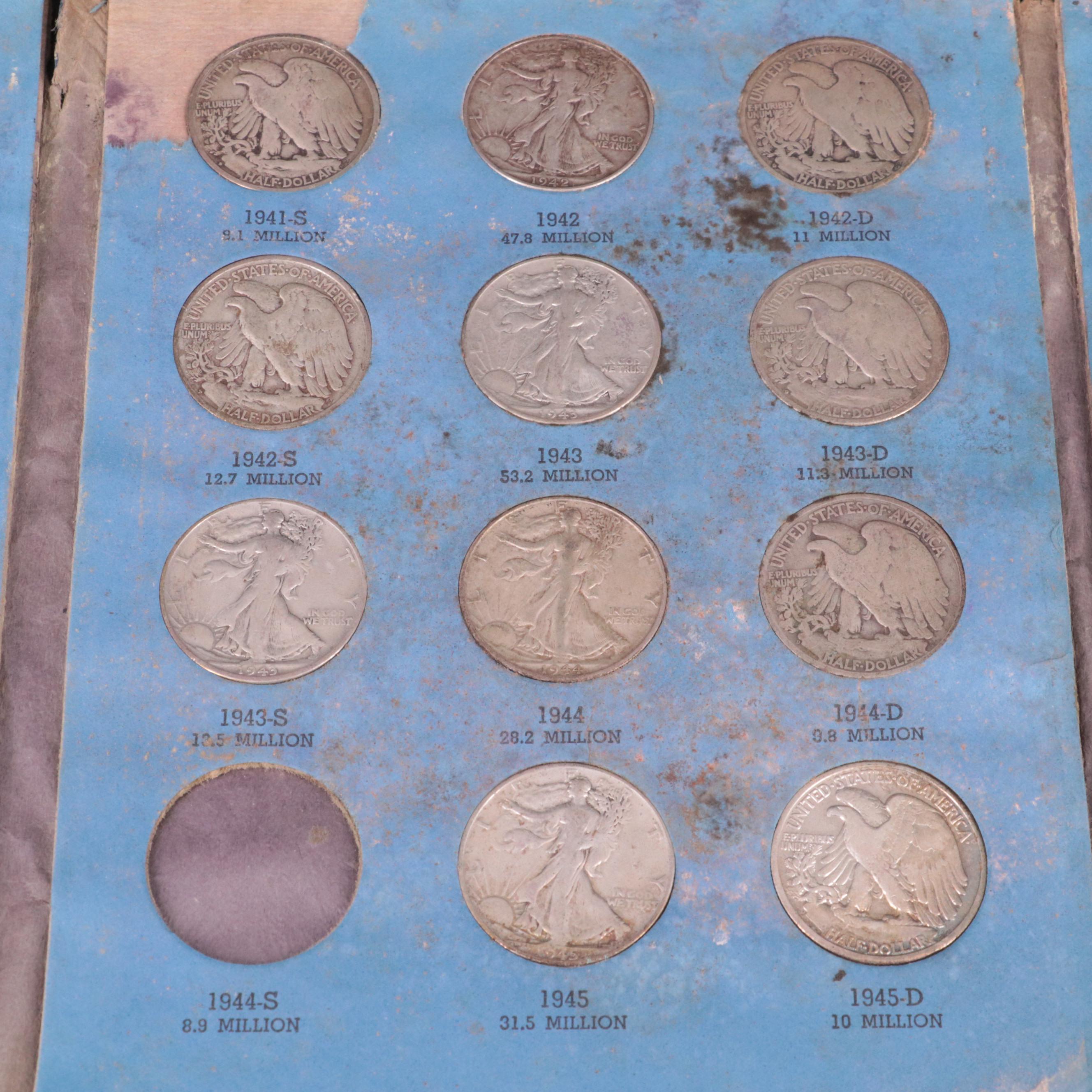 Two Whitman Binders of Walking Liberty Silver Half Dollars