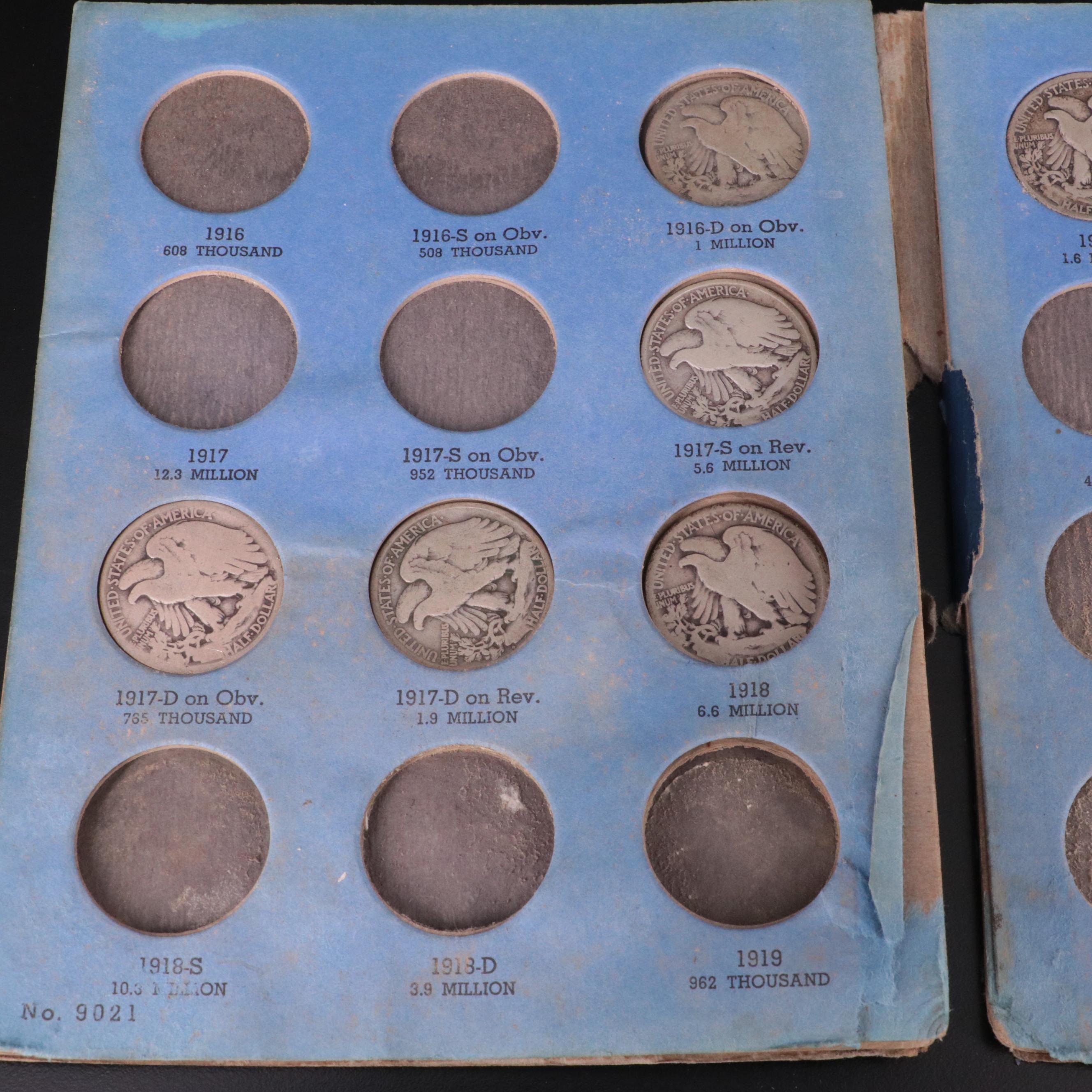 Two Whitman Binders of Walking Liberty Silver Half Dollars